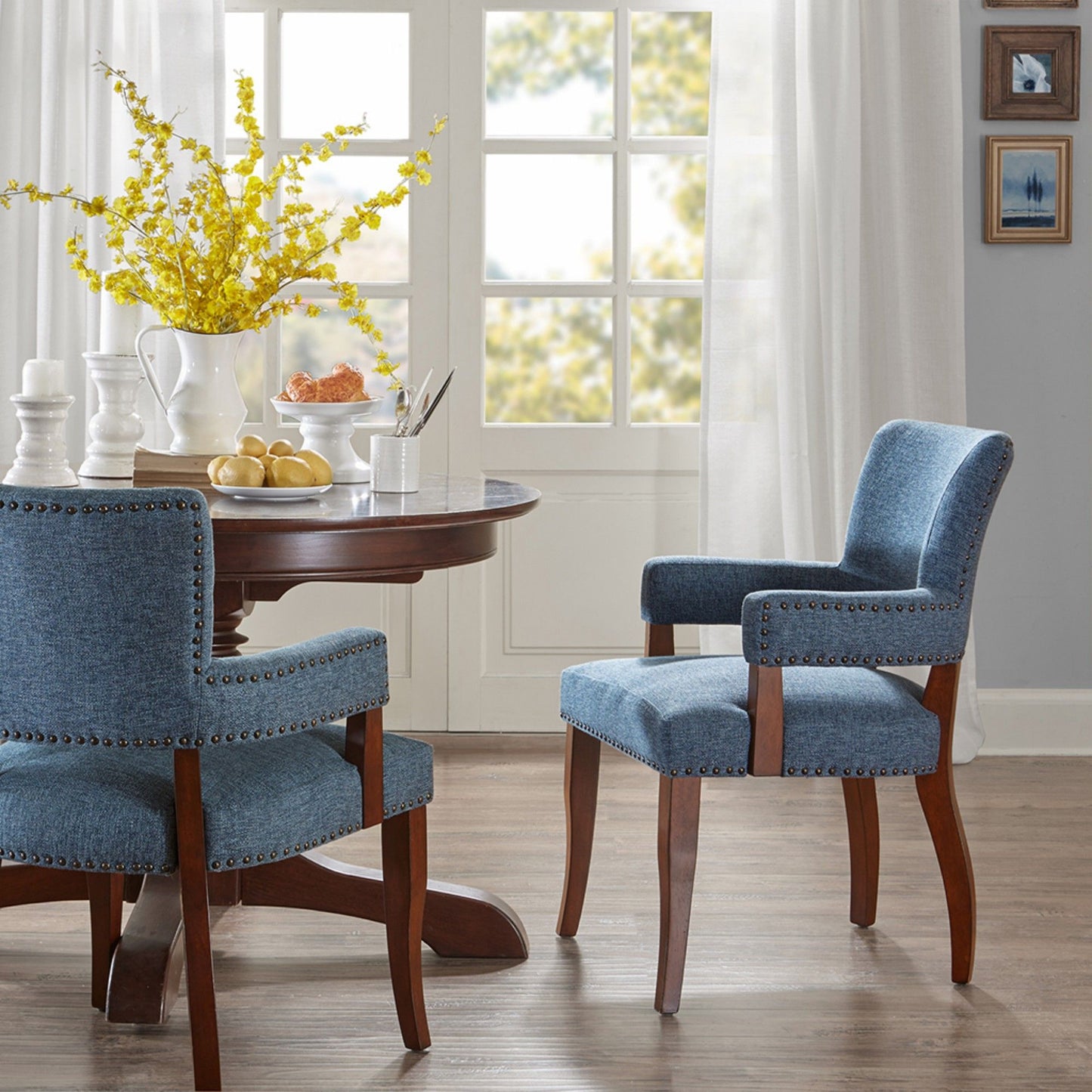 Elegant Arm Dining Chair With Brass Nail Head Detailing JLA