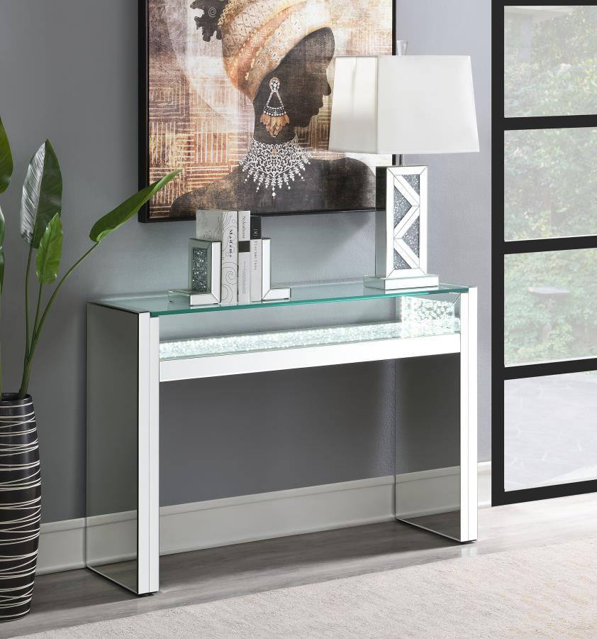 Edna - Mirrored Acrylic Console Table LED Lighting - Silver CoasterElevations