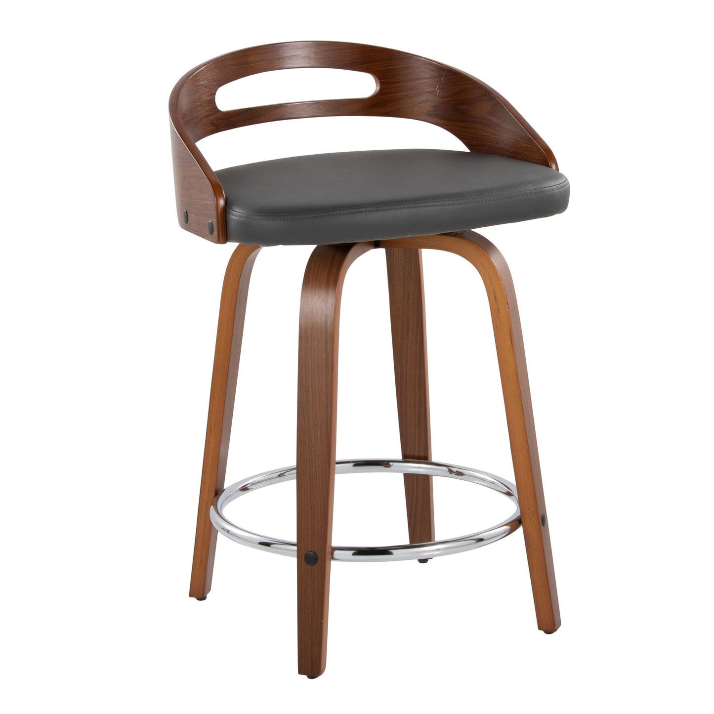 Cassis - Mid Century Modern Fixed Height Counter Stool With Swivel With Round Footrest (Set of 2) Lumi Source