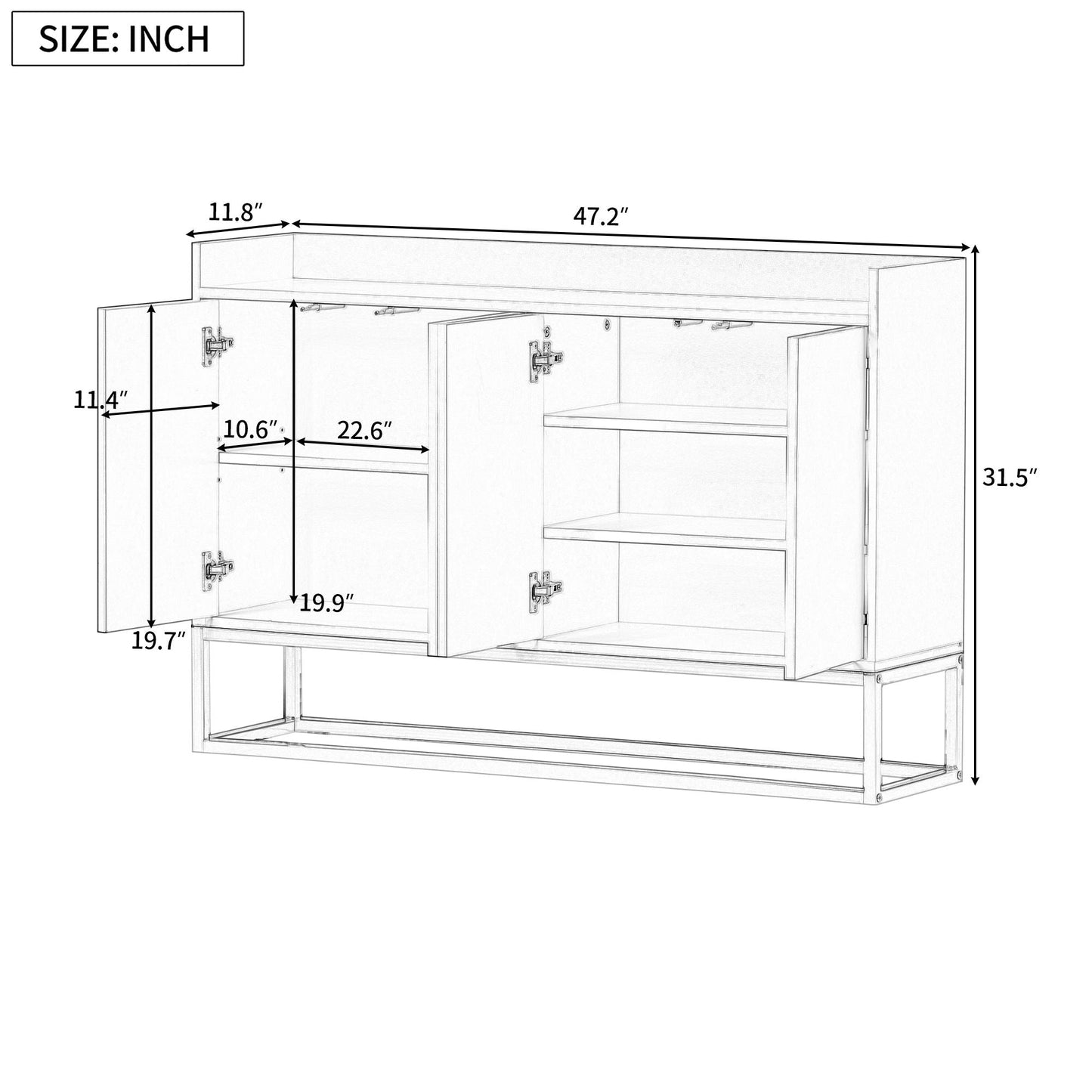 Modern Sideboard Elegant Buffet Cabinet With Large Storage Space For Dining Room, Entryway Hearth and Haven