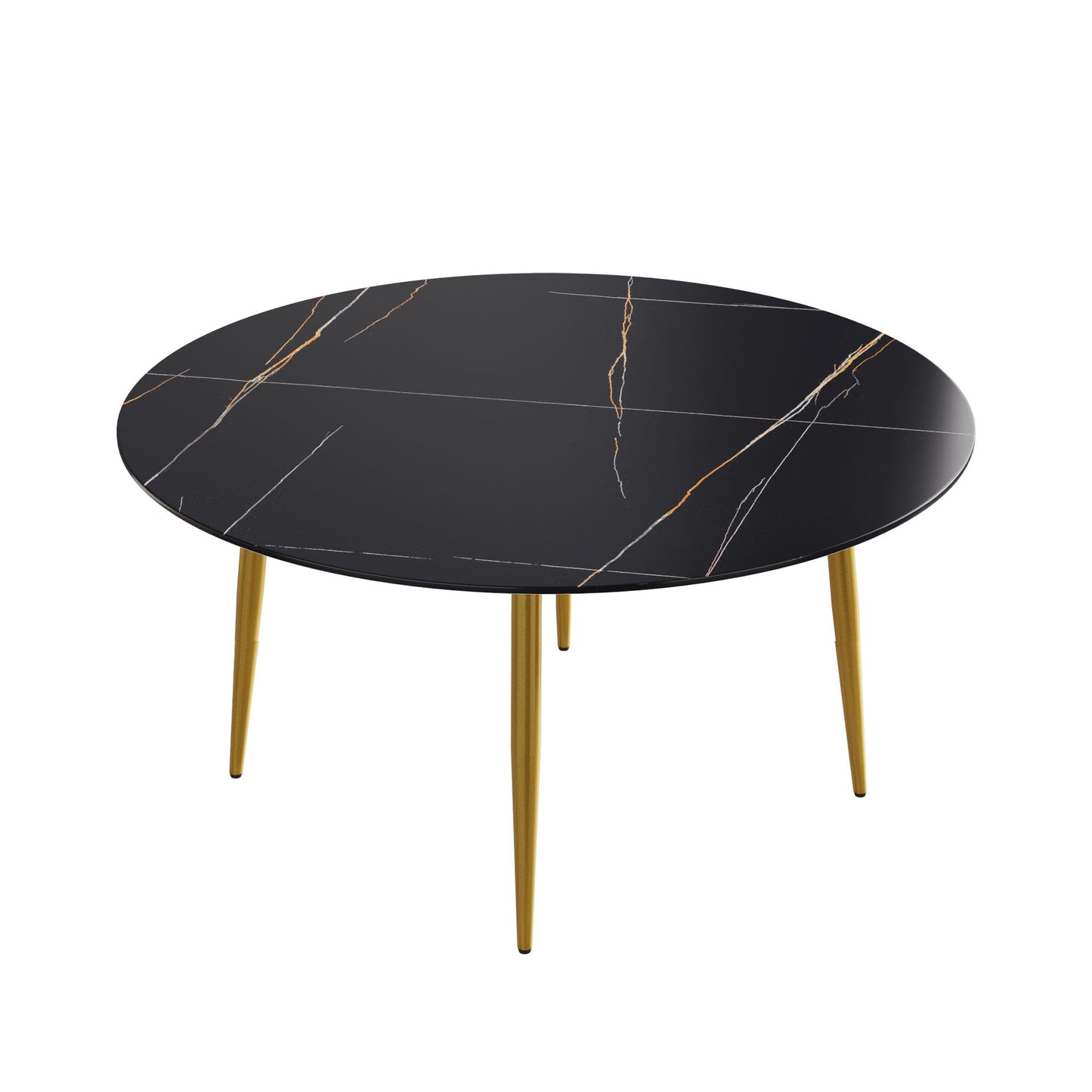 Modern Man-Made Stone Round Dining Table-Position For 6 People Home Essentials