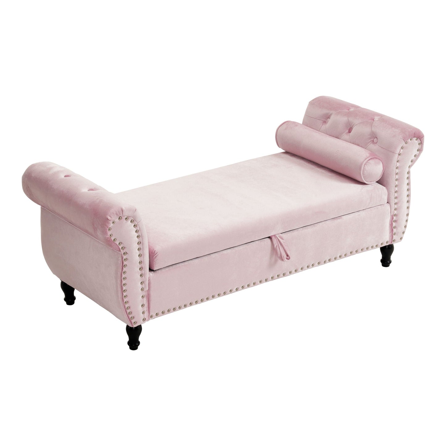 Luxurious Velvet Multifunctional Storage Ottoman Bench With Pillow Noble House