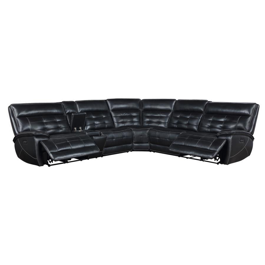Hewitt - Leather Upholstered Power Reclining Sectional - Black Coaster Fine Furniture