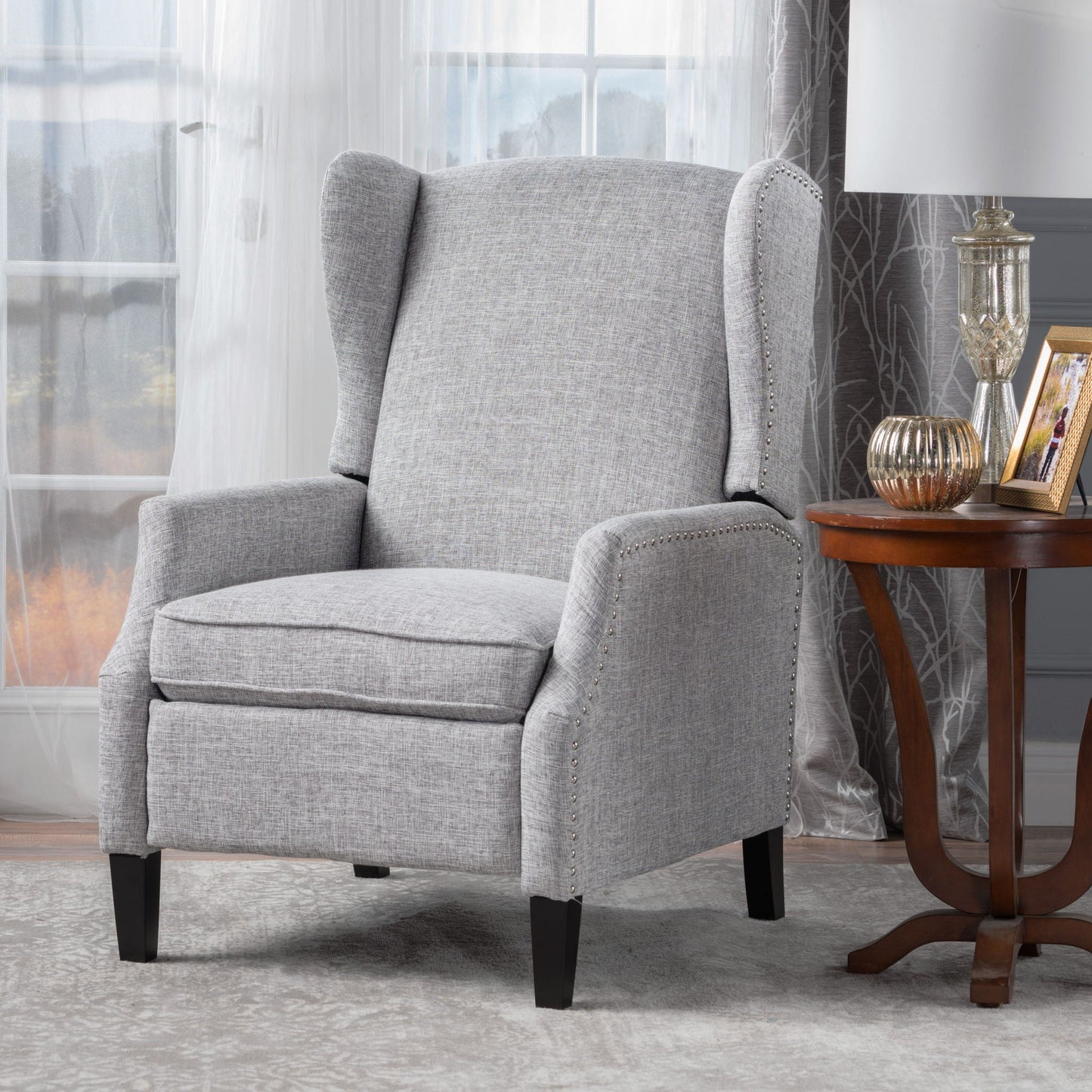Westeros Wing Back Fabric Upholstered Recliner Noble House