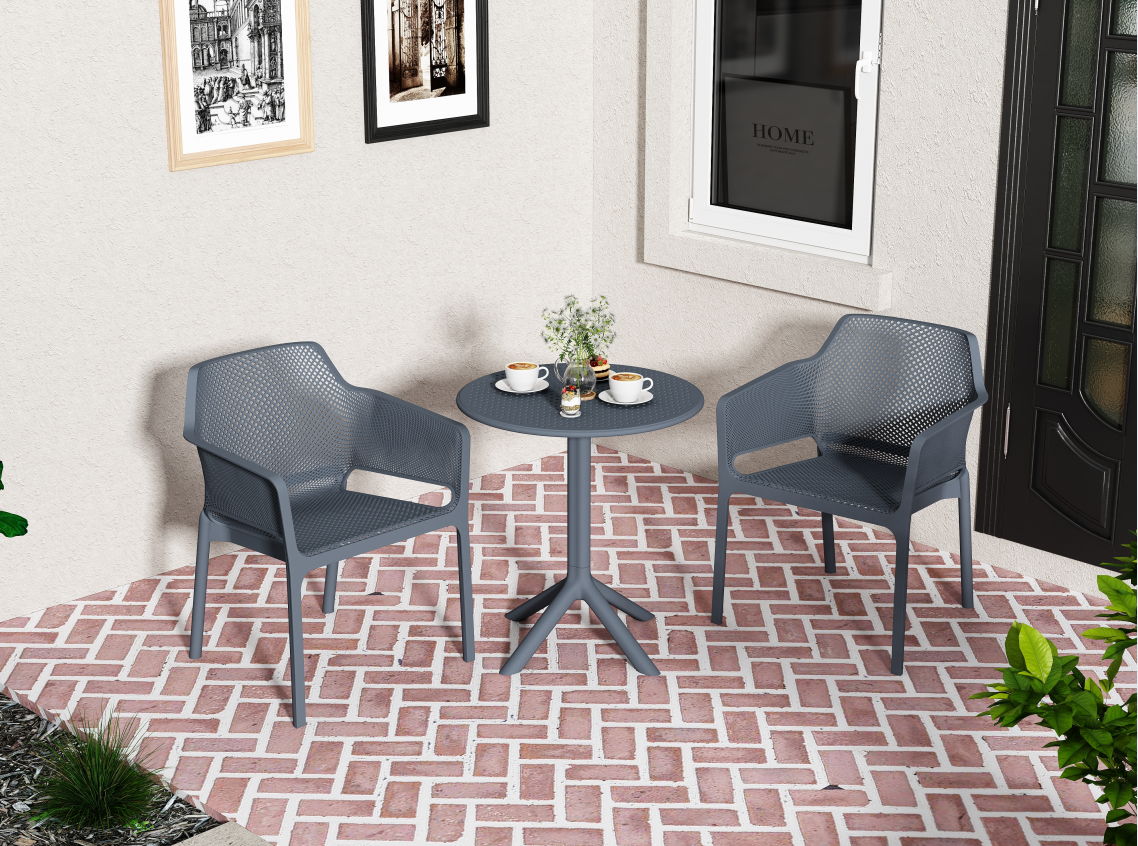 3 Piece Plastic Arm Chair Bistro Grs Premium Ocean Plastic Home Essentials