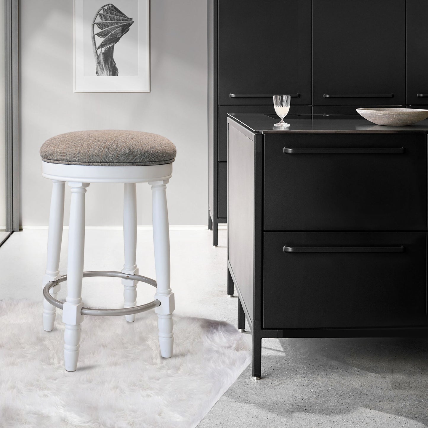 360° Swivel Wooden Barstools With Upholstered Seat, Counter Height (Set of 2) Home Essentials