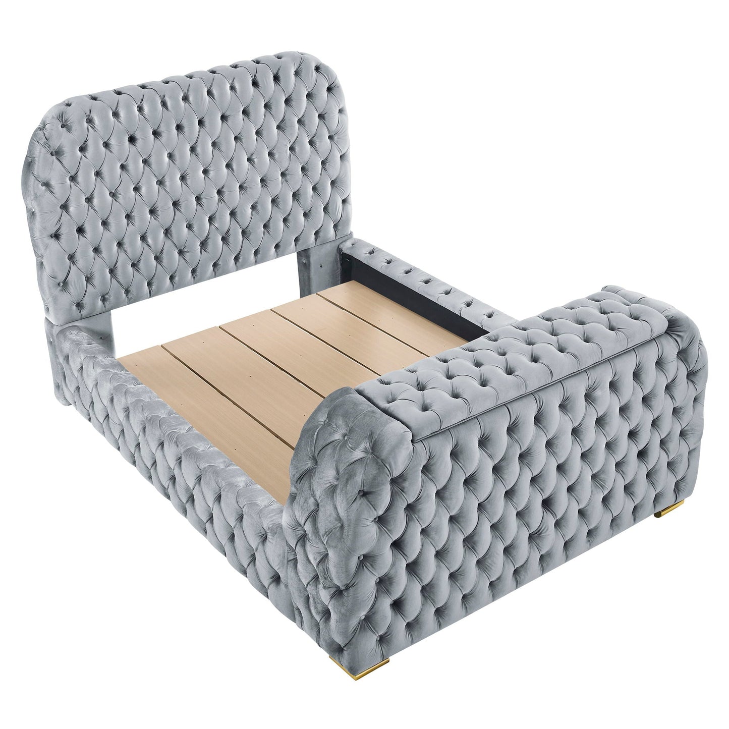 Natalia - Upholstered Bed With Decking Board Set Crown Mark