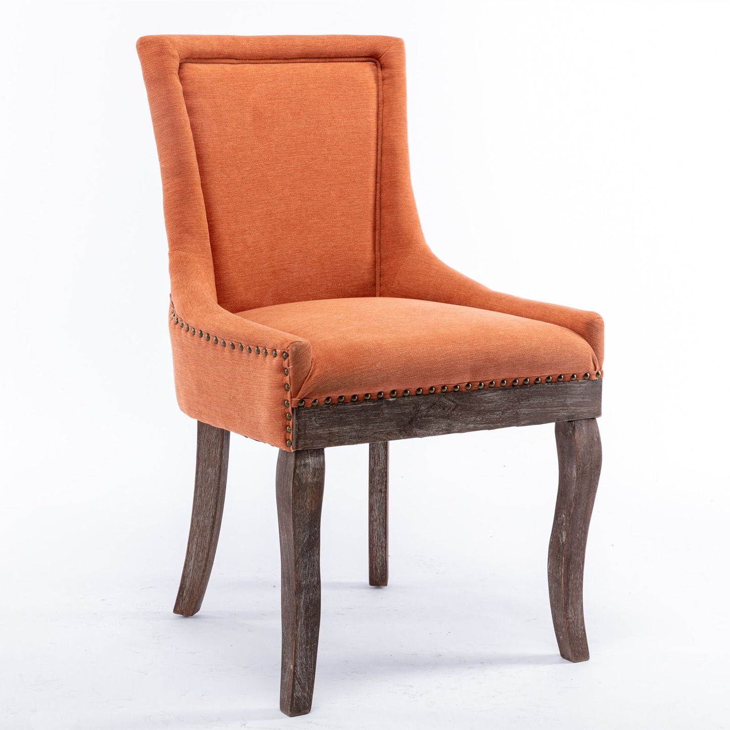 Ultra Side Dining Chair,Thickened Fabric Chairs With Neutrally Toned Solid Wood Legs, Bronze Nail Head (Set of 2) Home Essentials