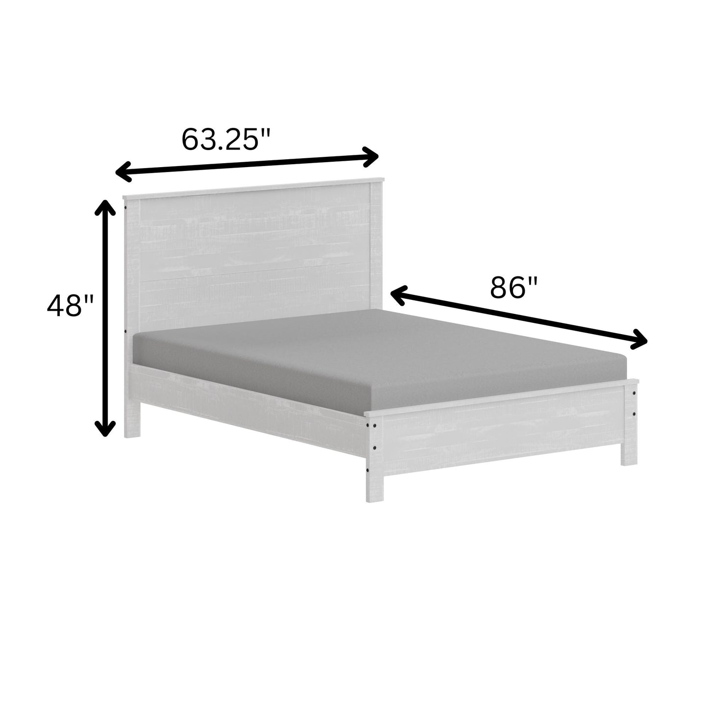Albany - Bed Frame With Headboard, Heavy Duty Modern Rustic Design Home Essentials