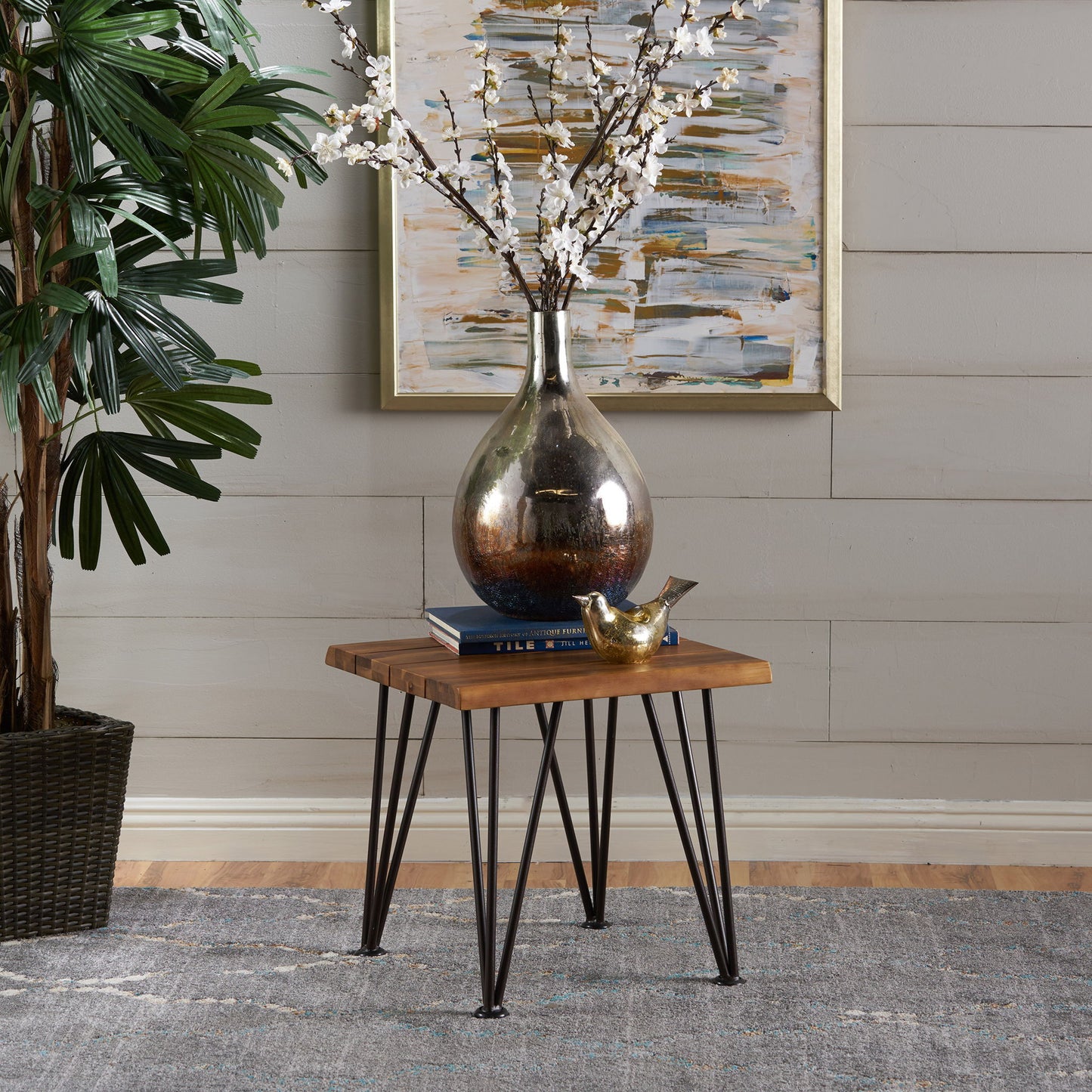 Zenith - Outdoor Industrial Accent Table (Set of 2) - Teak Noble House