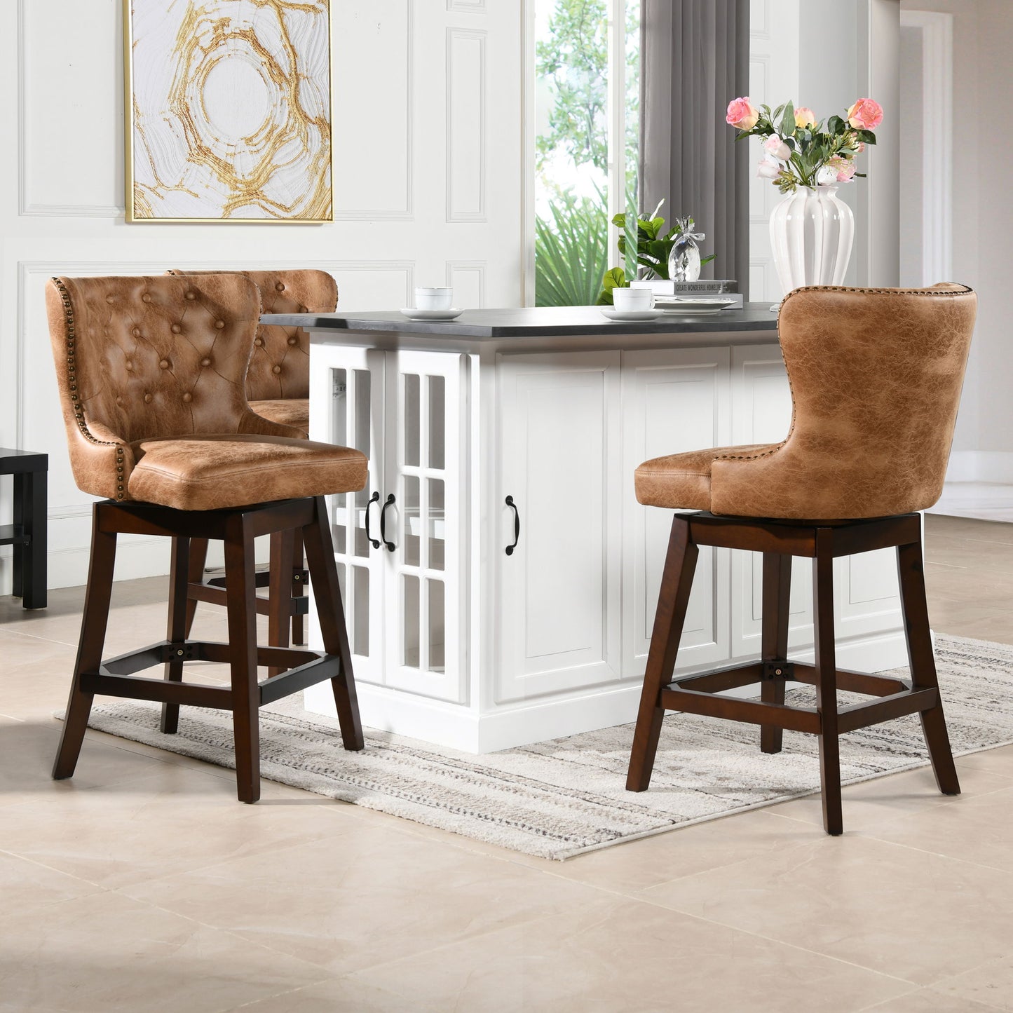 Holmes - Tufted High Back 360 Swivel Counter Height Barstool Jennifer Taylor Home