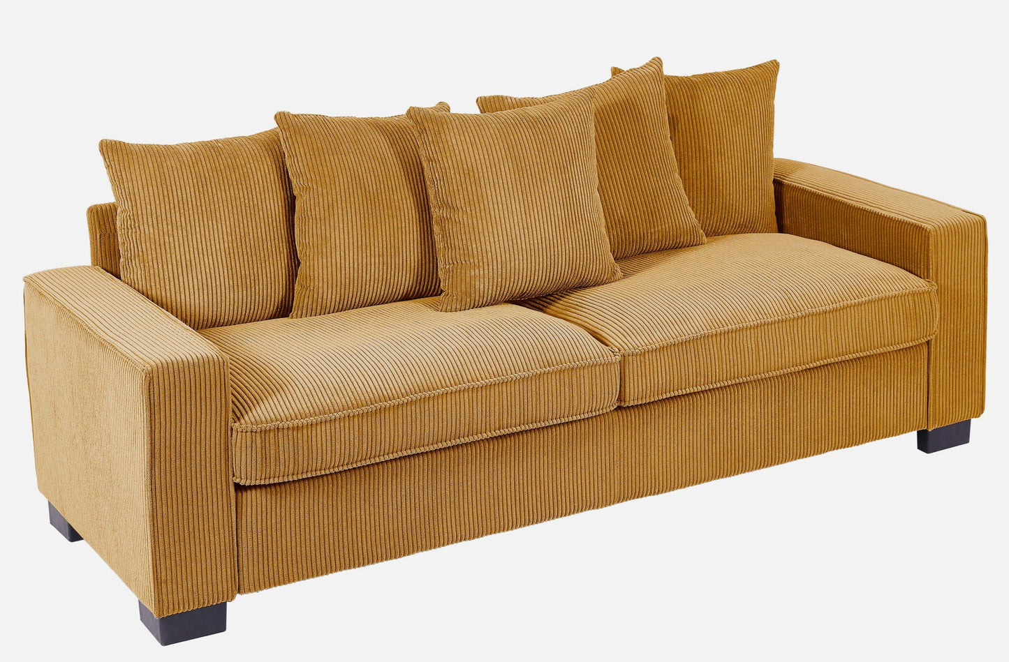Luxe Corduroy Sofa With 5 Matching Toss Pillows, Sleek Design, Spacious And Comfortable 3 Seater Couch US Pride