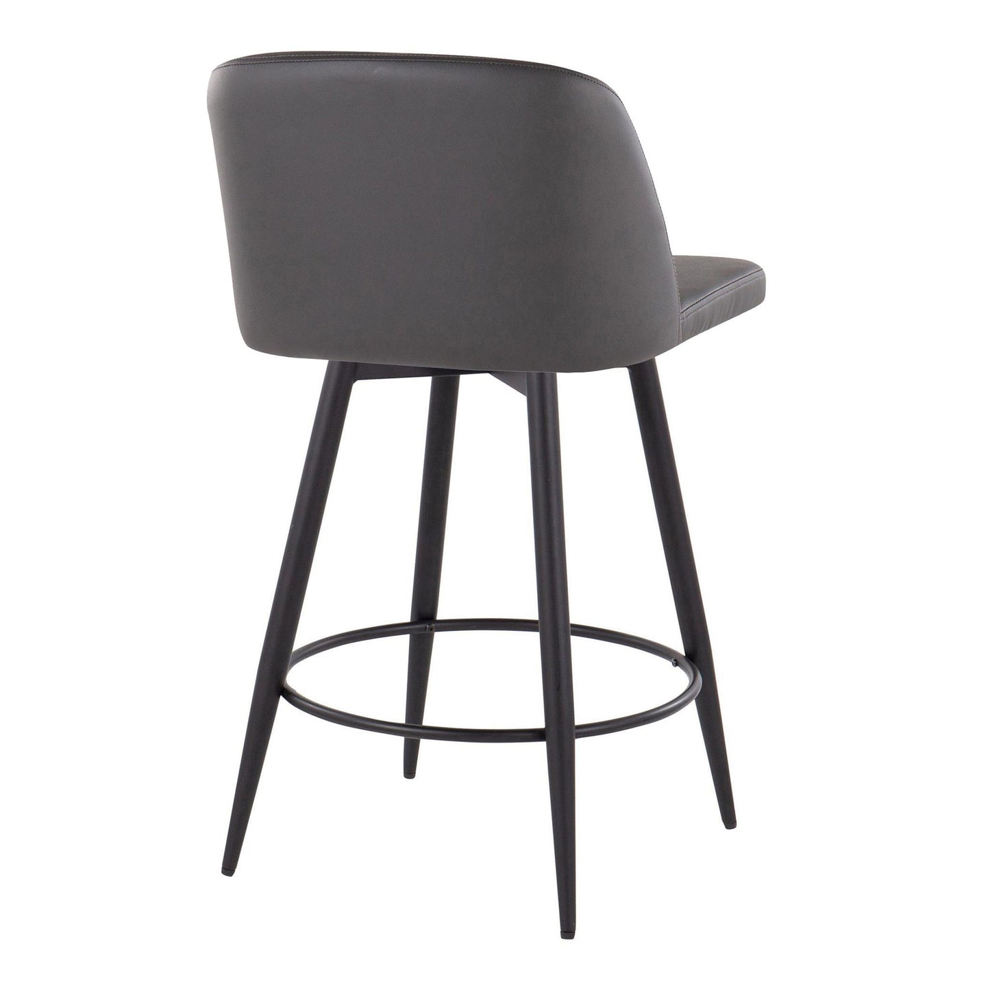 Toriano - Contemporary Fixed-Height, Counter Stool With Swivel With Round Footrest (Set of 2) Lumi Source