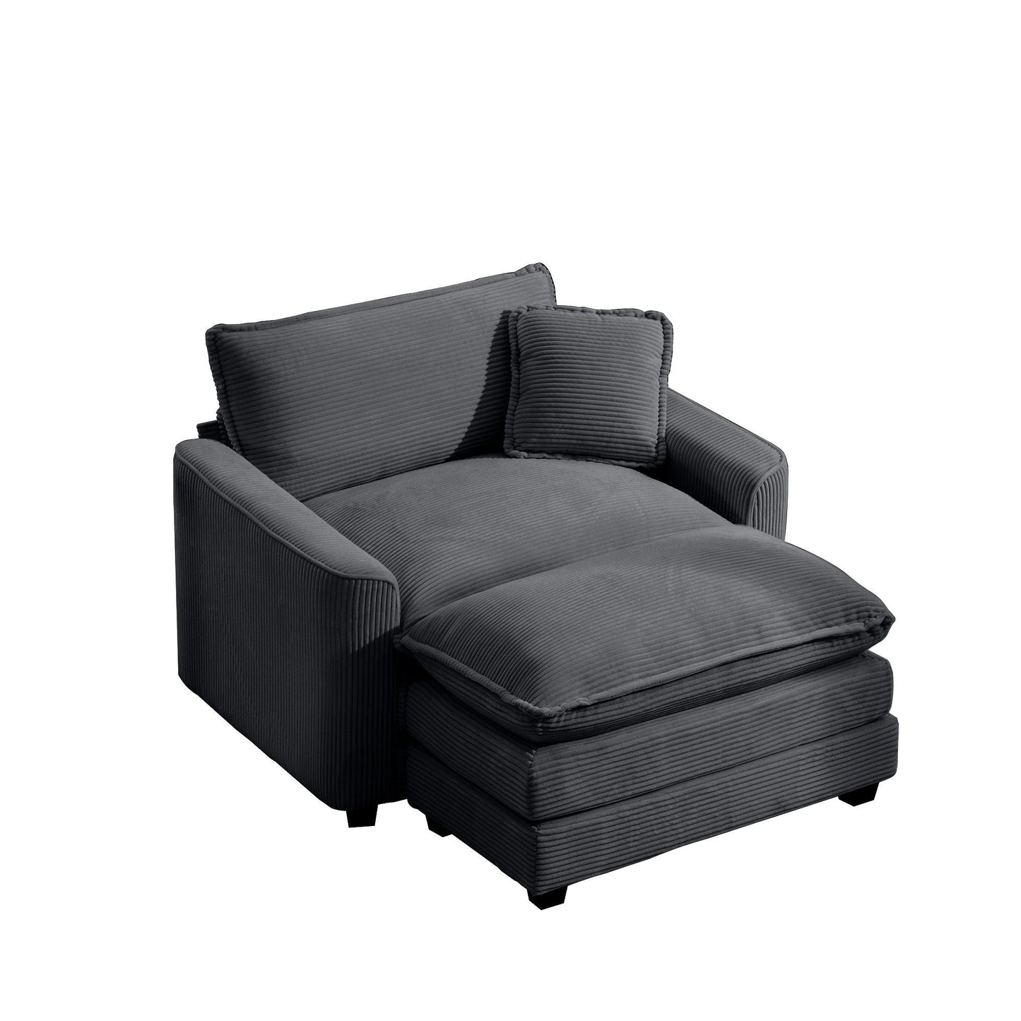 Classic Modern Comfortable Single Chair Deep Seat Sofa With Footstool Home Essentials