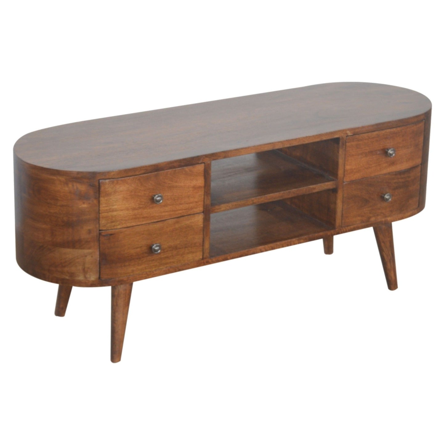 Solid Wood Rounded Entertainment Unit Artisan Furniture
