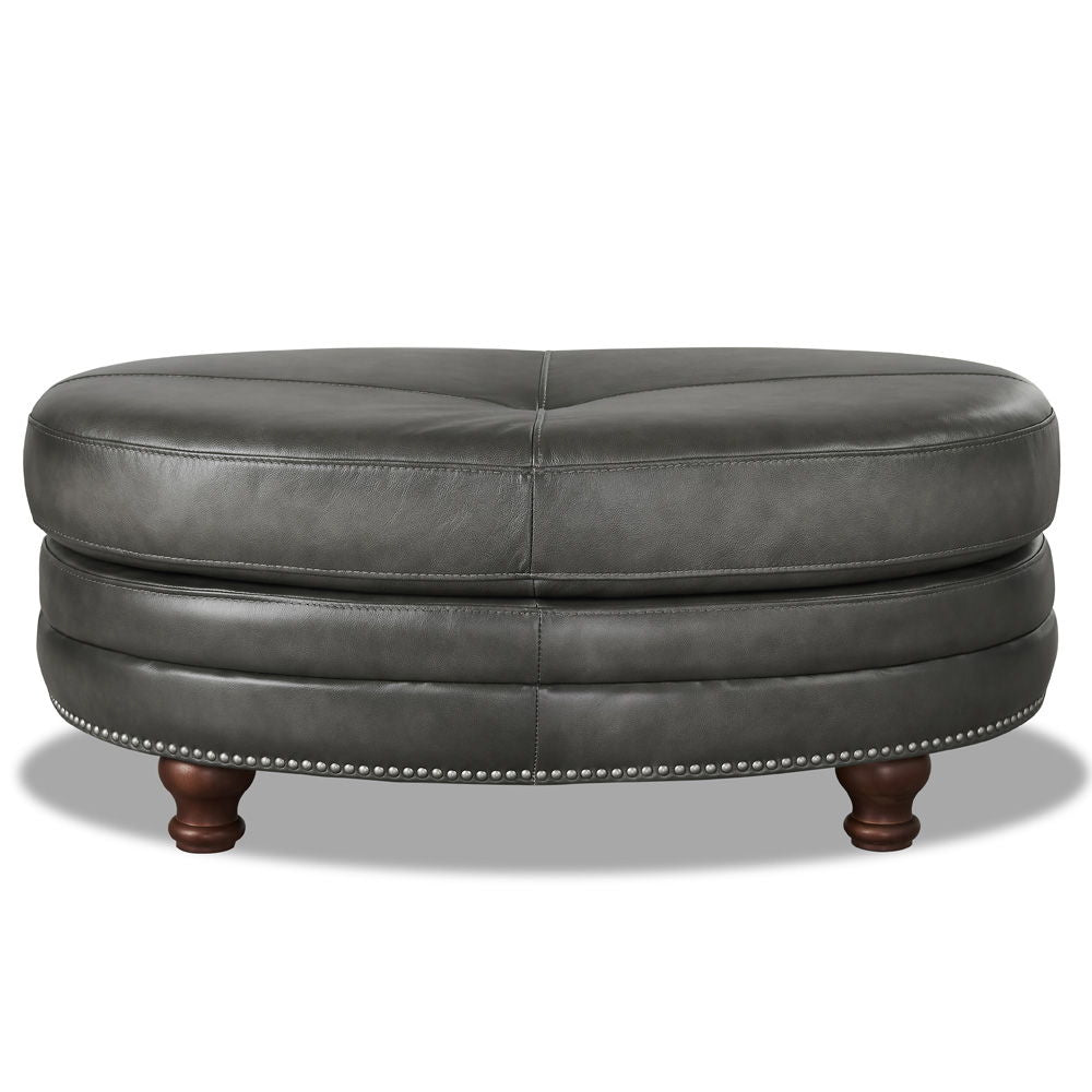 Belfast - Top Grain Leather Oval Ottoman Hydeline Furniture