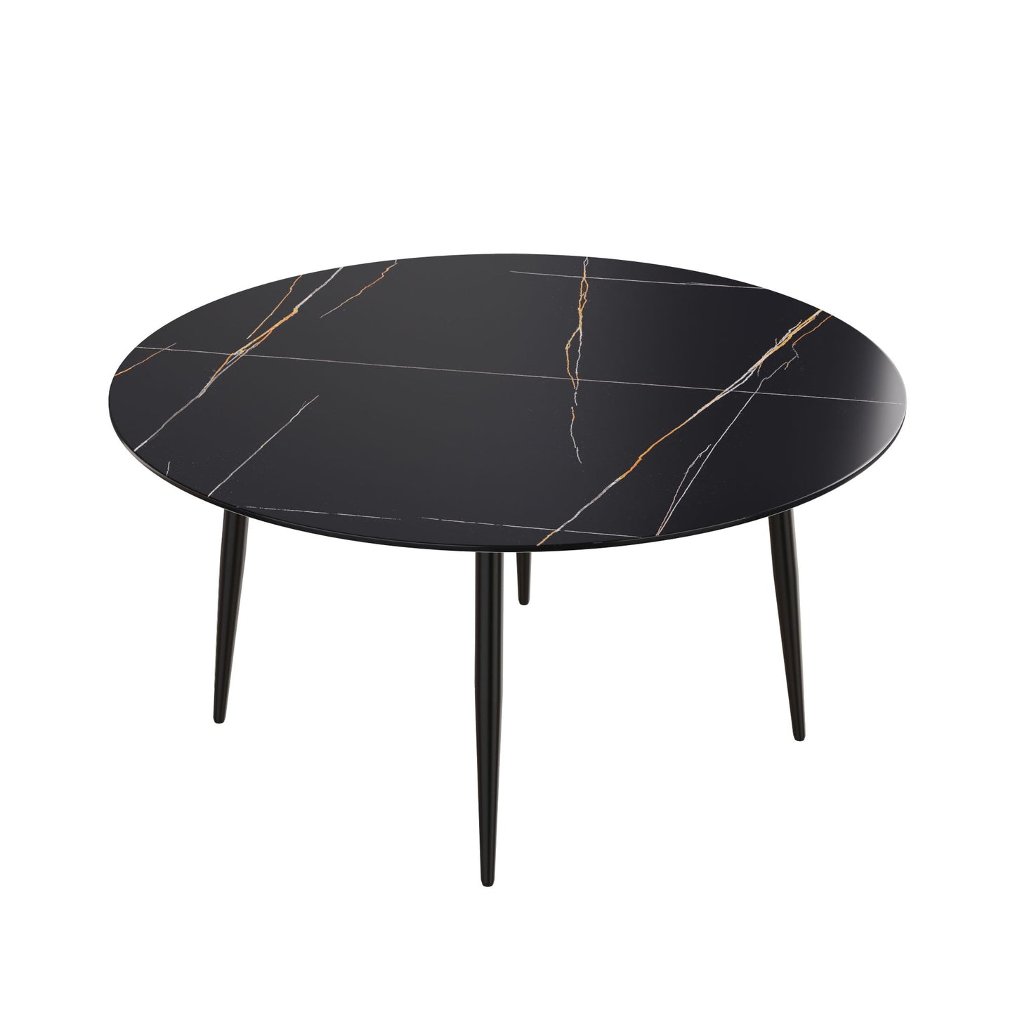 Modern Man-Made Stone Round Dining Table-Position For 6 People Home Essentials