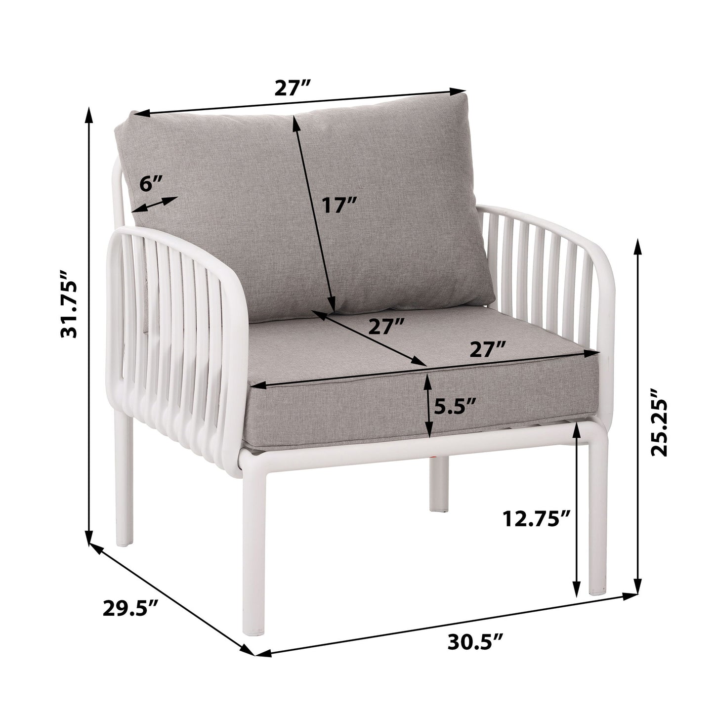 Outdoor Patio Club Chair, Waterproof Thick Cushion Deep Seating Noble House