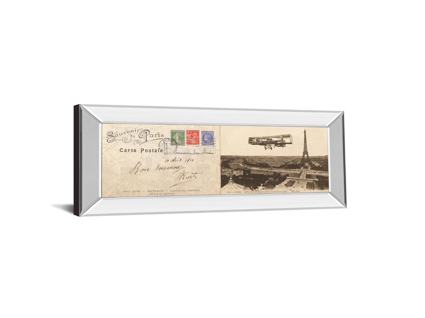 Lettre De Paris I By Wild Apple Graphics - Mirror Framed Print Wall Art - Beige - Snoozhouse