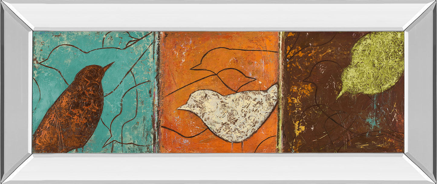 Lovely Birds I By Patricia Pinto - Mirror Framed Print Wall Art - Dark Brown - Snoozhouse