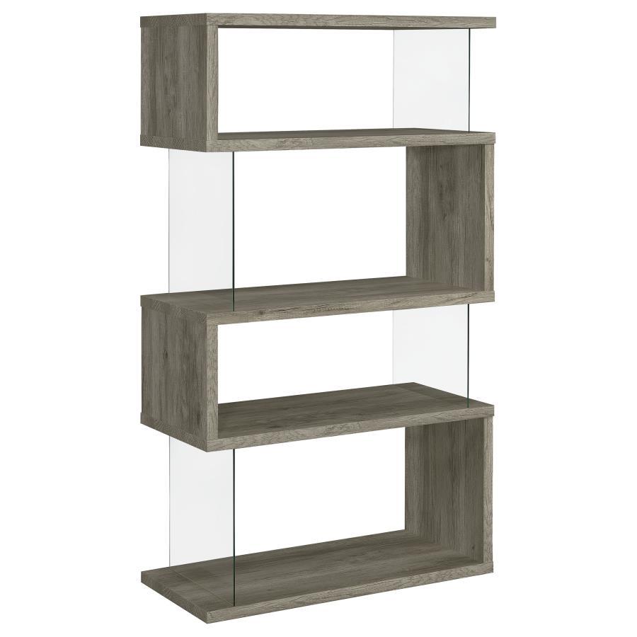Emelle - 4-Shelf Glass Panel Bookshelf CoasterEveryday
