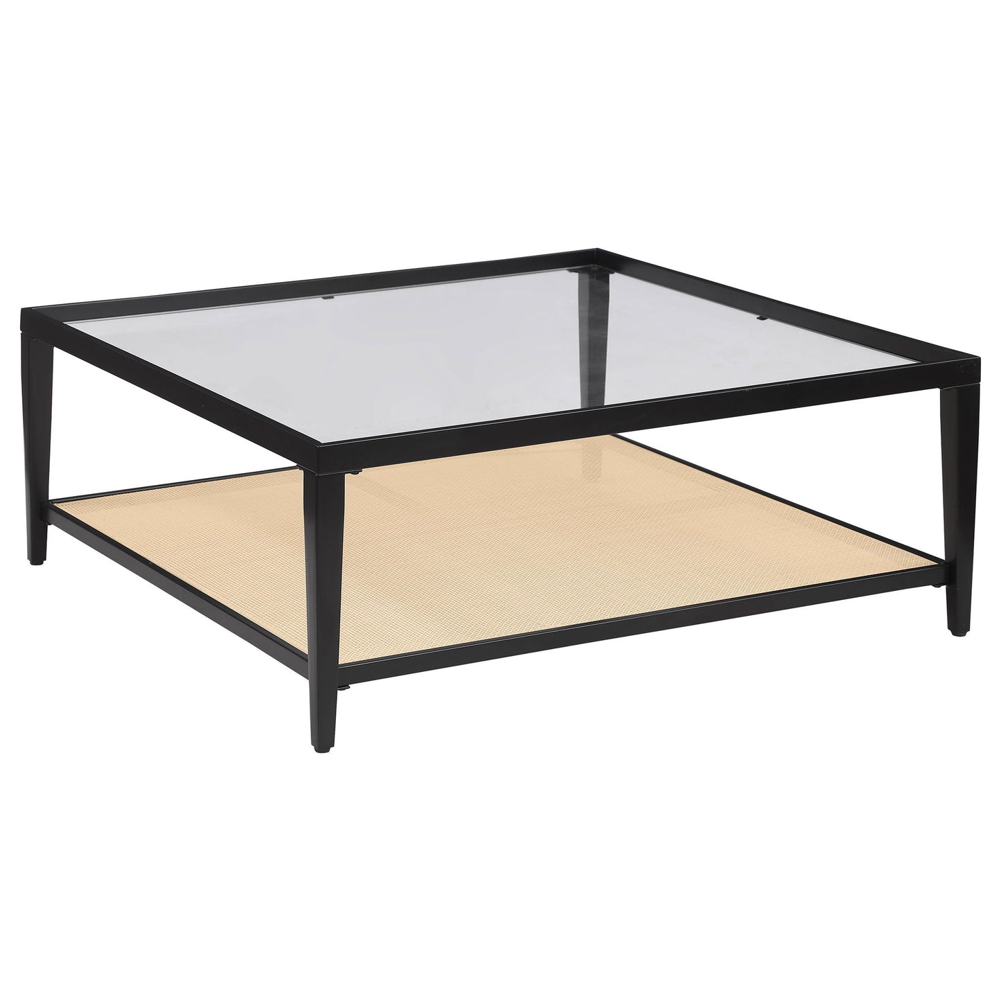 Amherst - Glass Top Metal with Cane Shelf Table Coaster Fine Furniture