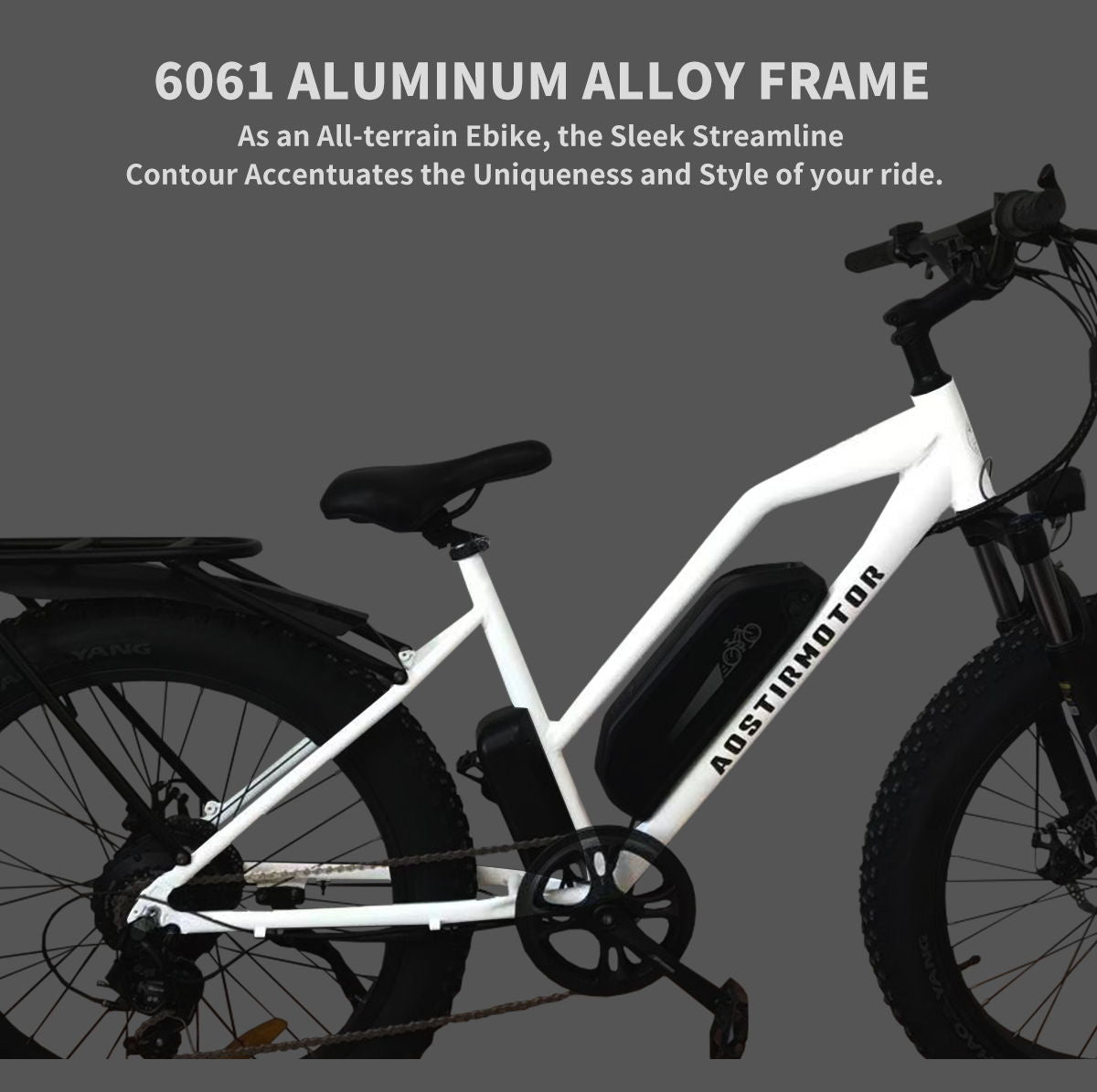26" 750W Camouflage Electric Bike Fat Tire P7 48V 12.5Ah Removable Lithium Battery For Adults With Detachable Rear Rack Fender S07 - G - White