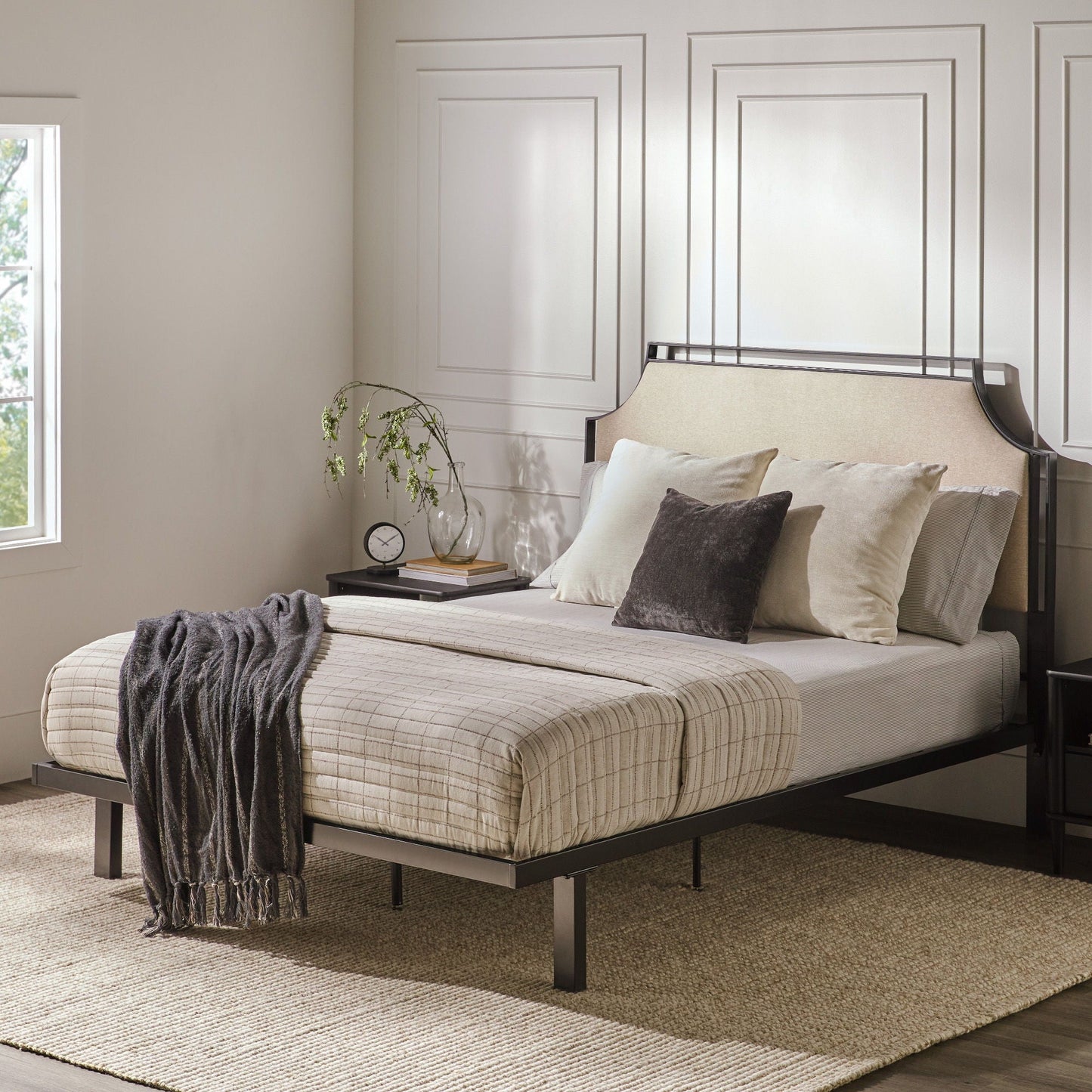 Bed Traditional Upholstered Metal Walker Edison