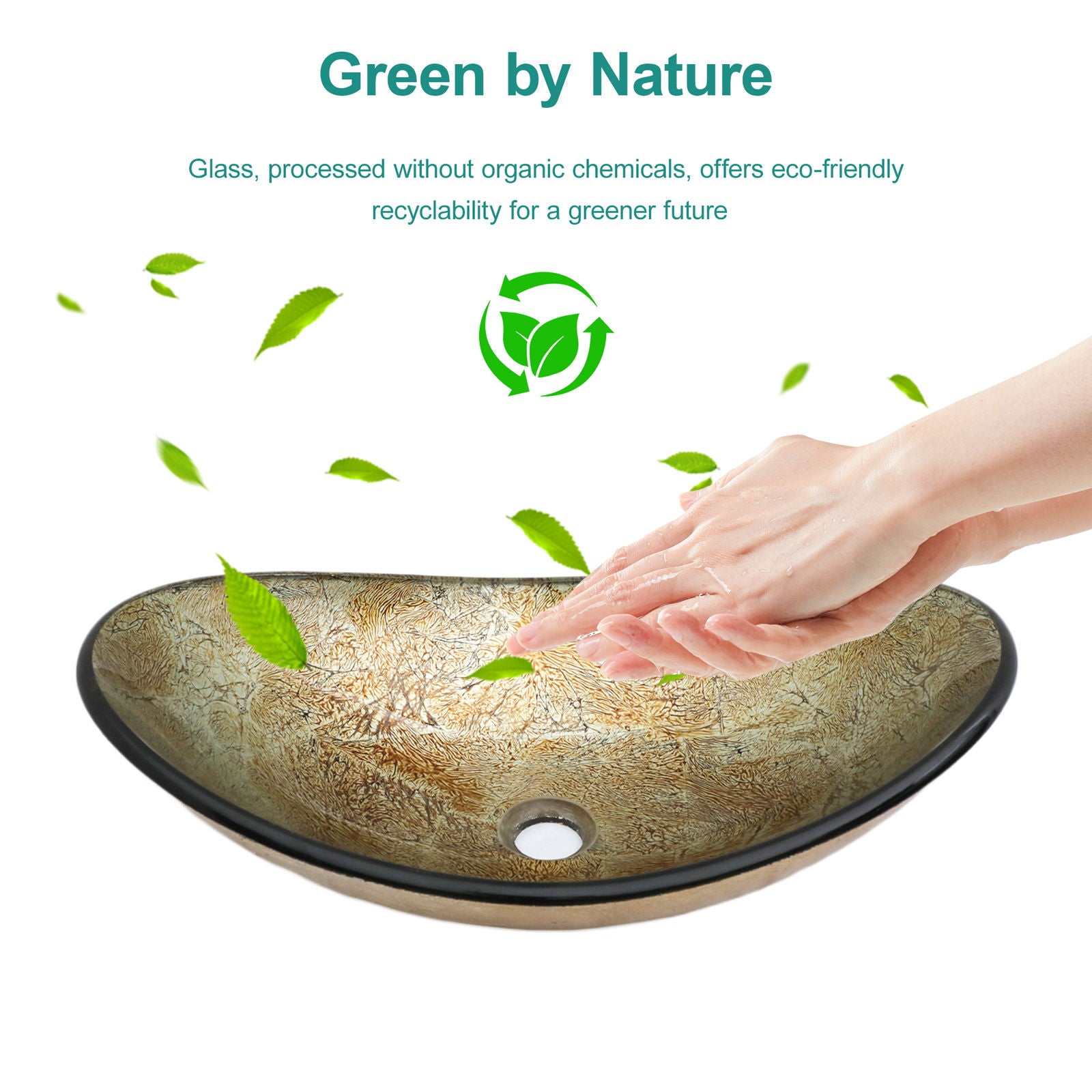 Tempered Glass Vessel Sink With Boat Shape Pop-Up Drain Daily Nest