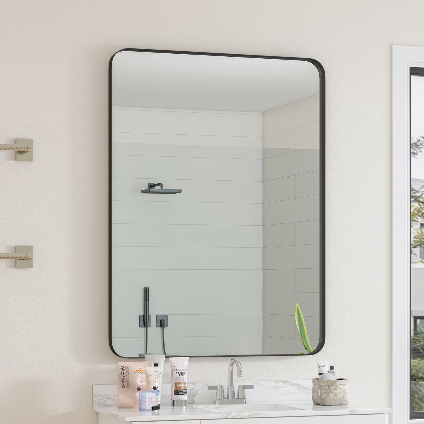 Wall Mirror Rectangular Mirror Metal Framed Mirror Vanity Mirror Dressing Mirror, For Bathroom, Living Room, Bedroom Daily Nest
