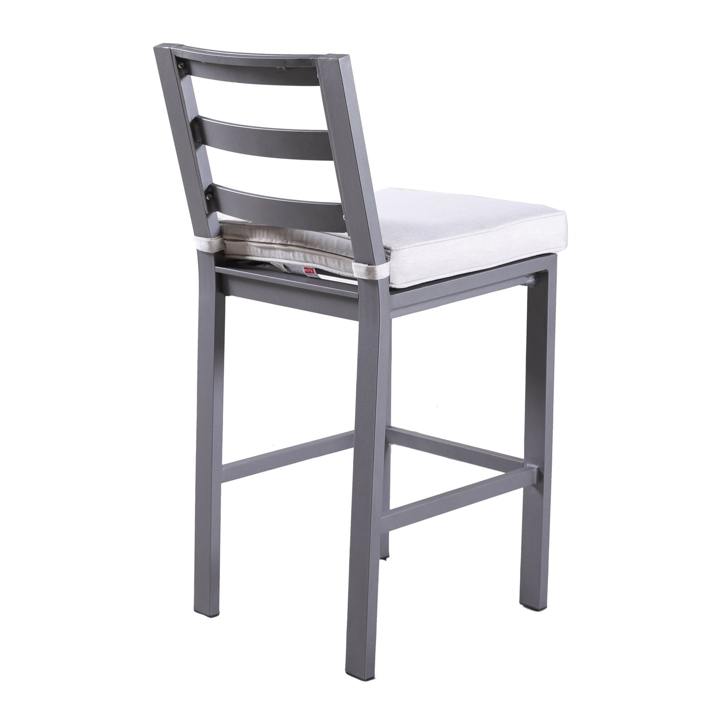 Outdoor Armless Aluminum Barstools With Cushion (Set of 2) - Pewter Home Essentials