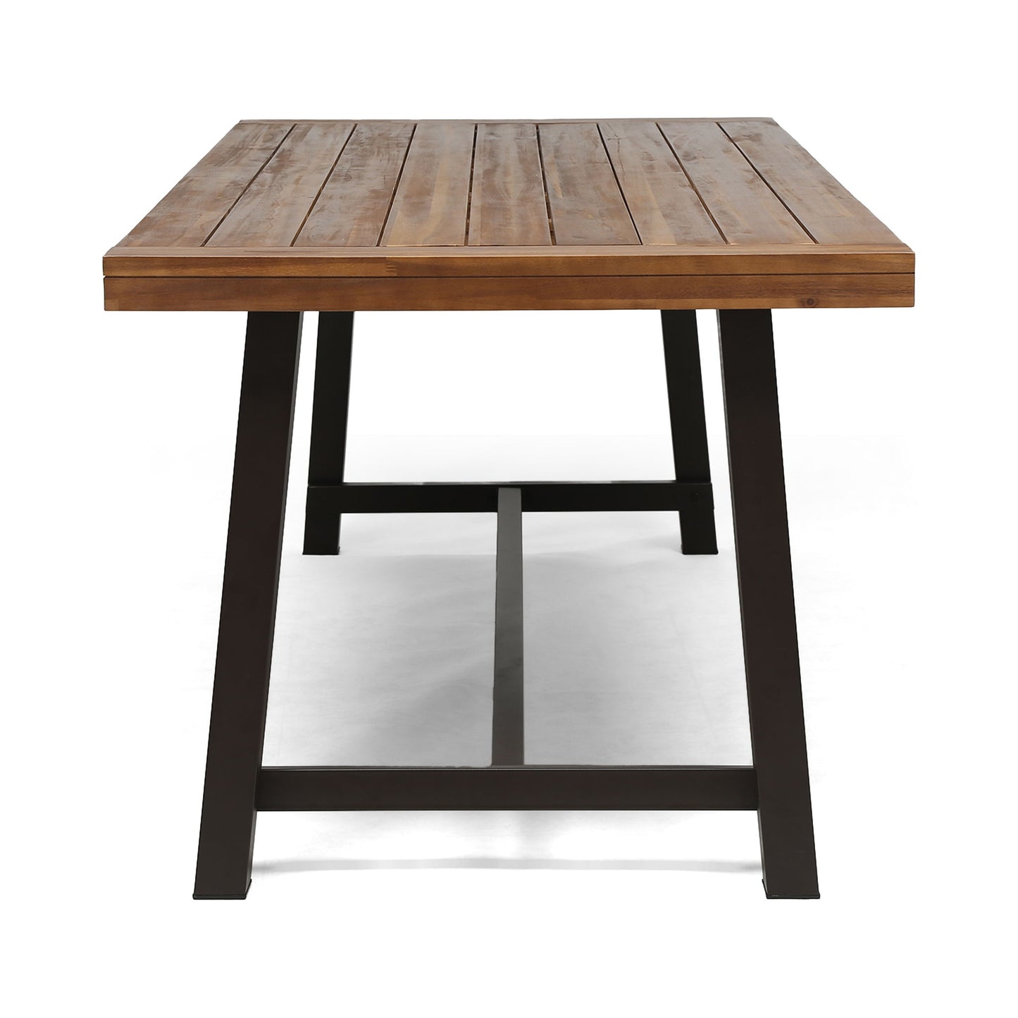 Equilibrium - Outdoor Dining Table With Wooden Frame And Slat Top Noble House