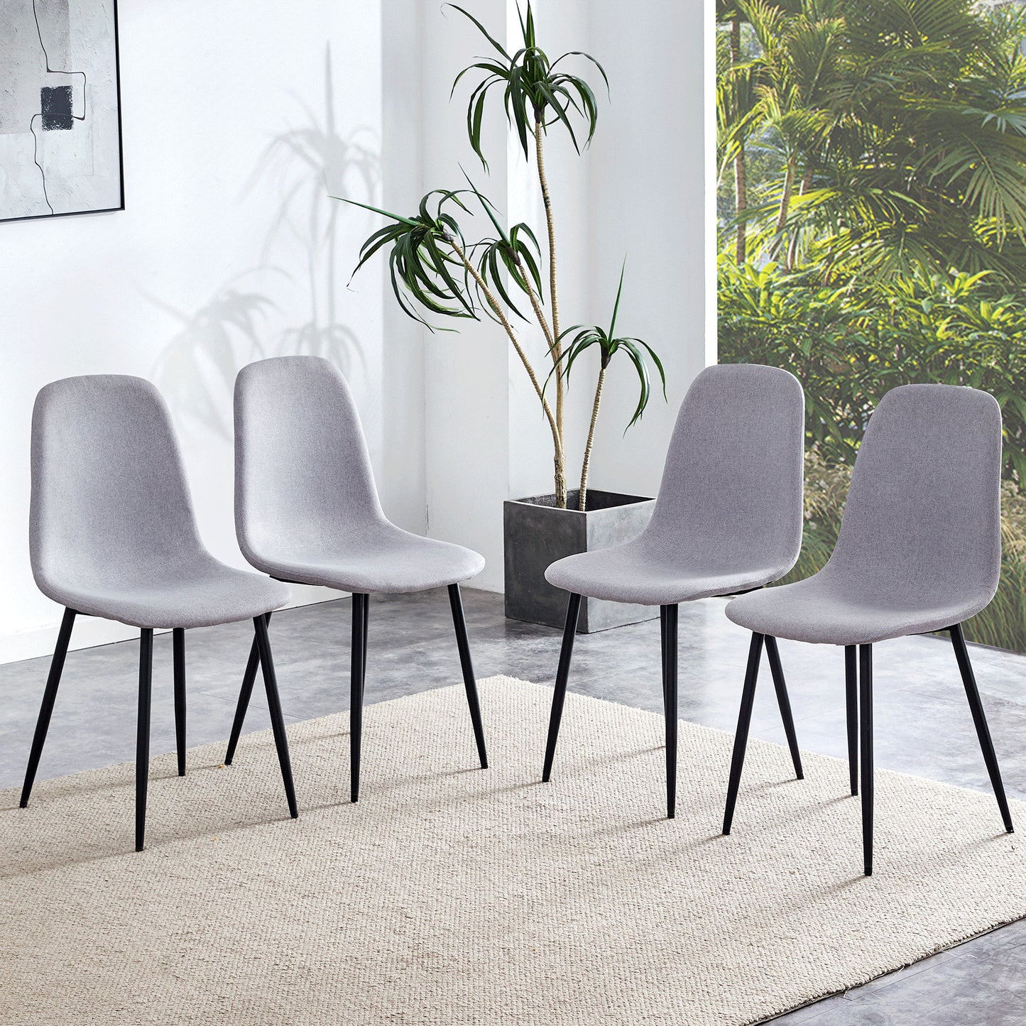 (Set of 4) Fabric Back And Metal Combined Spoon Chairs Perfectly Matching Minimalist And Scandinavian Style Homes - Gray / Black Home Essentials