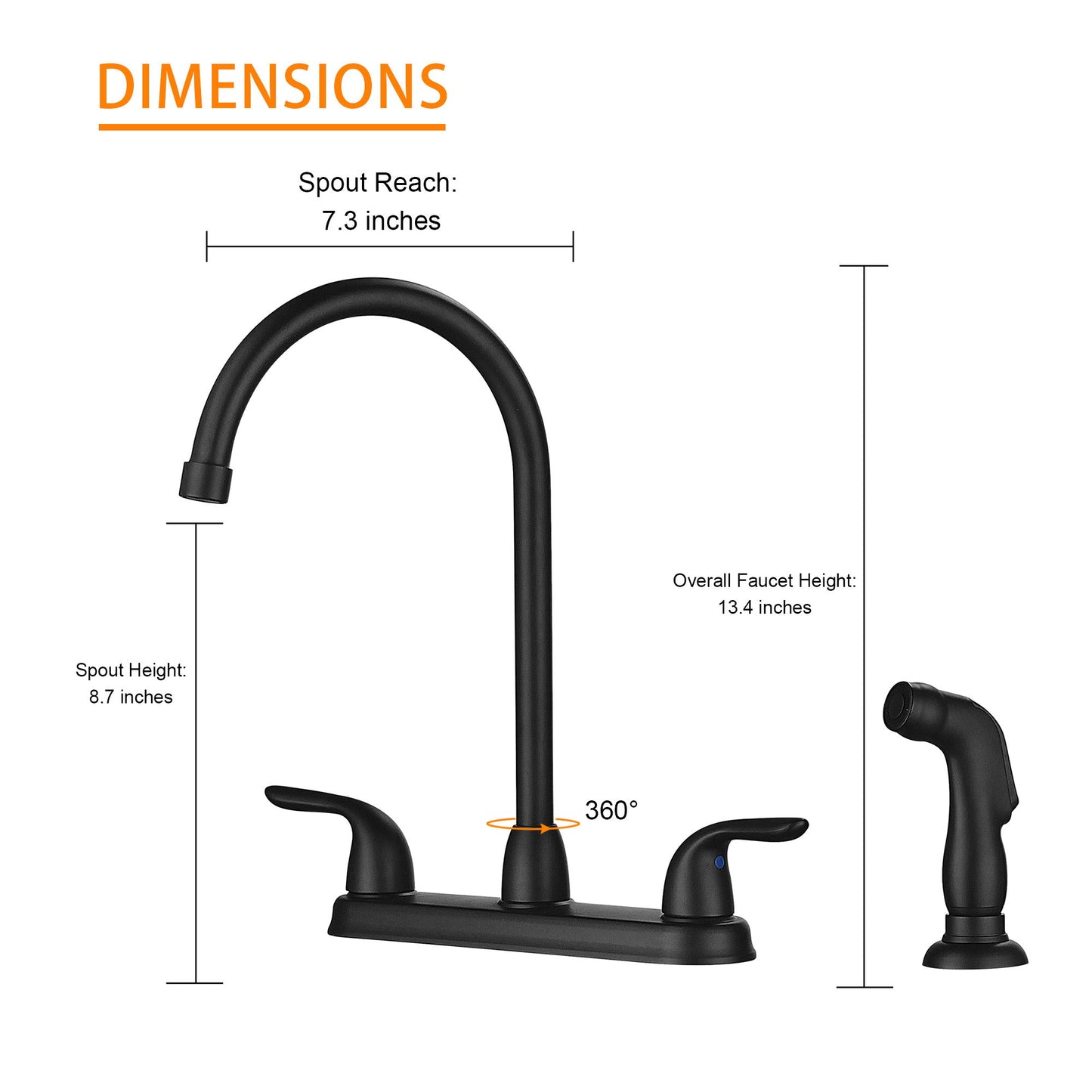 Kitchen Sink Faucet With 2 Handles And Pull Out Side Sprayer, 4 Hole Installation Daily Nest