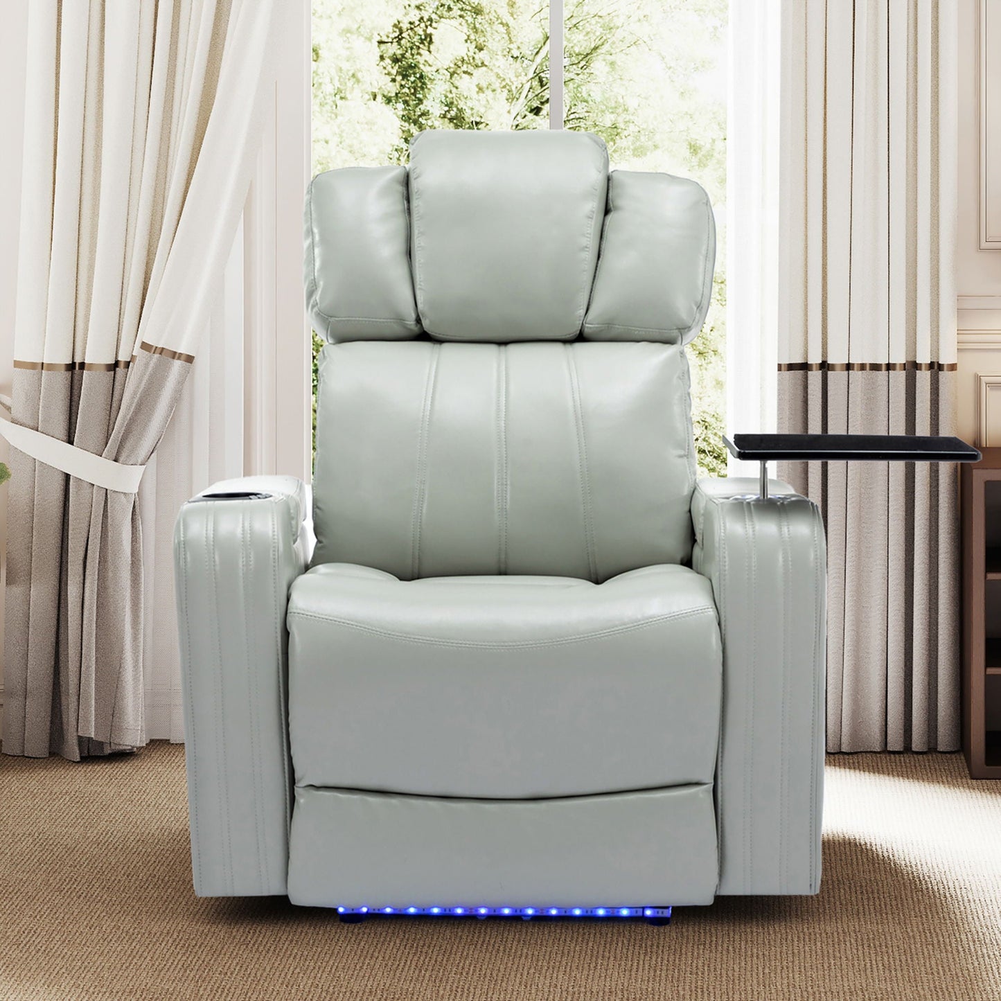 Power Recliner Theater Chair With Cooling Cup Holder, Bluetooth Speaker, LED Lights, USB Ports Hearth and Haven