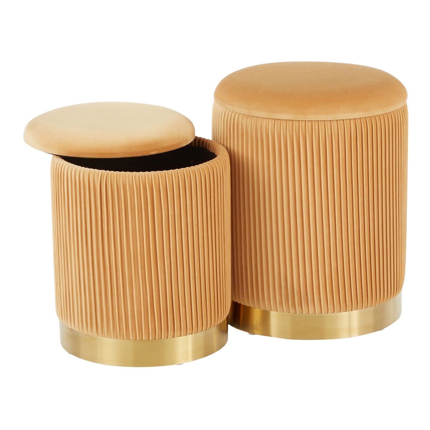 Marla - Contemporary Nesting Pleated Ottoman Set Lumi Source