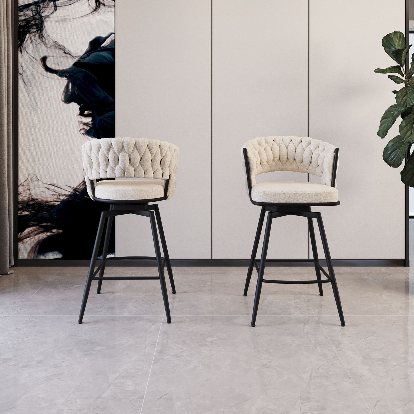 Bar Stool 360 Swivel With Back Footrest Home Essentials