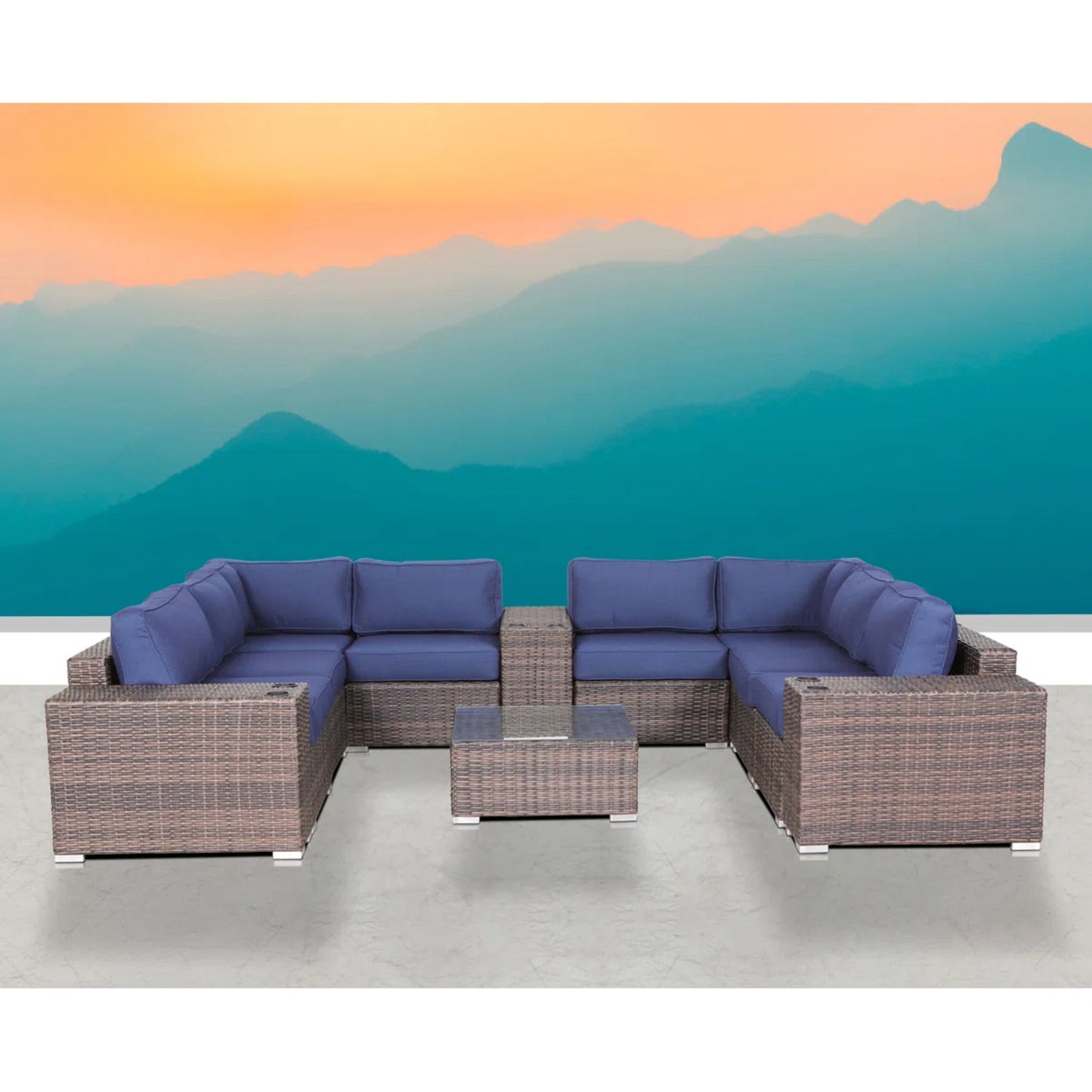 Modern Patio Rattan Sectional Set With Cushions LSI Patio Furniture