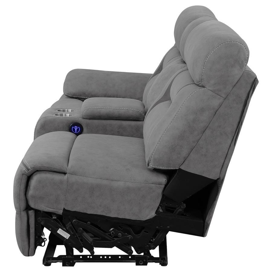 Higgins - Upholstered LAF Power Loveseat - Gray CoasterEssence