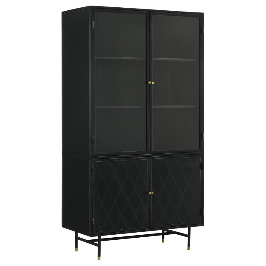 Santiago - 4 Door Metal Tall Storage Cabinet - Matte Black CoasterElevations