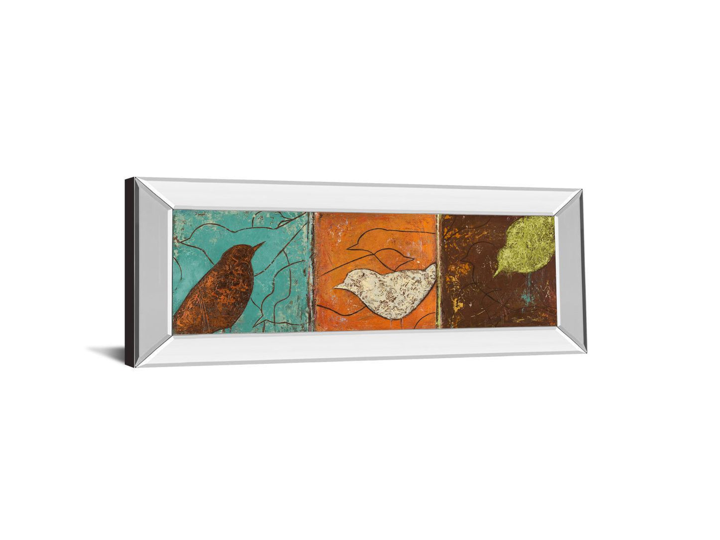 Lovely Birds I By Patricia Pinto - Mirror Framed Print Wall Art - Dark Brown - Snoozhouse