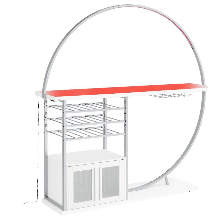 Risley - 2-Door Circular LED Home Bar With Wine Storage Coaster Fine Furniture