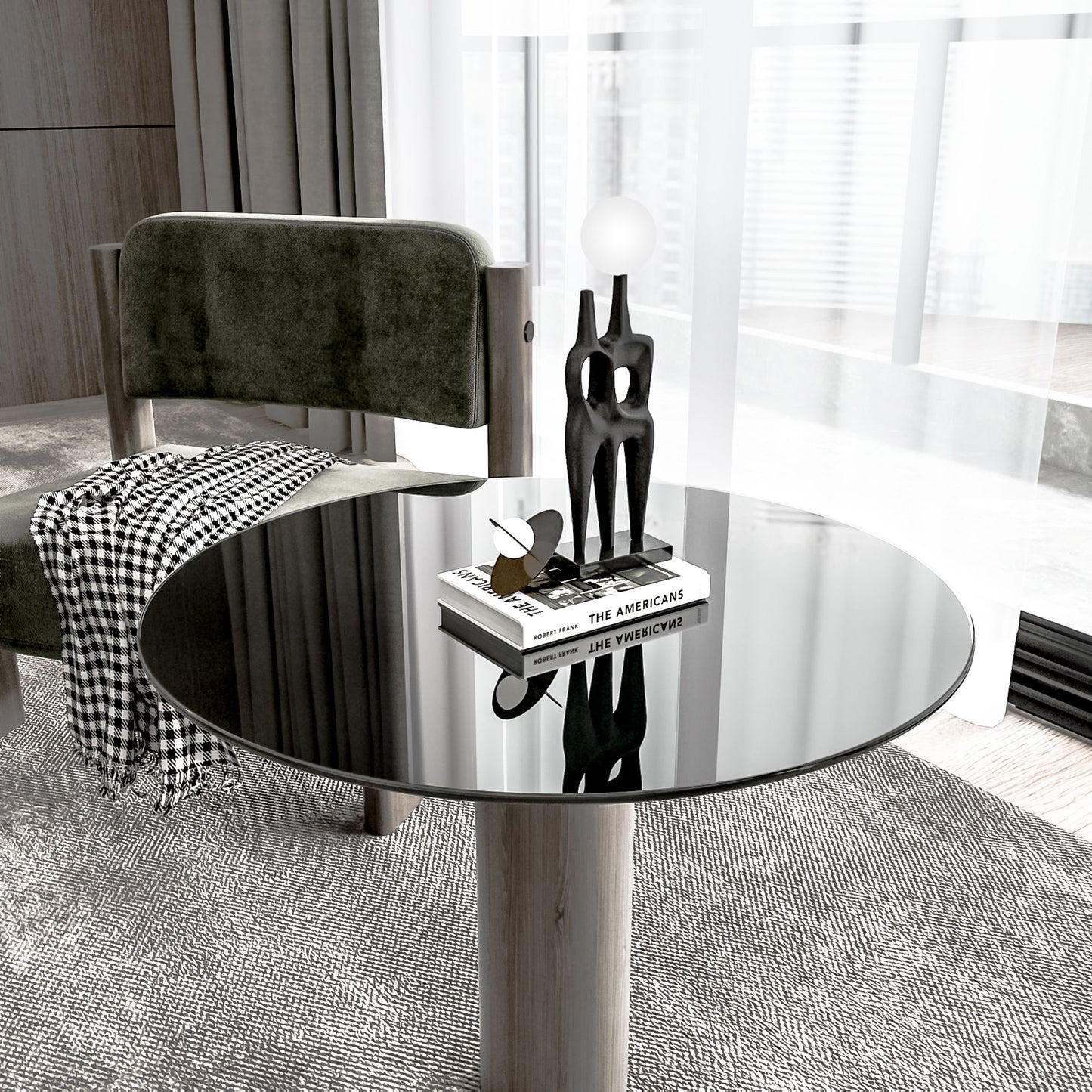 30" Round Tempered Glass Table Top Glass 1 / 4" Thick Round Polished Edge - Black Home Essentials