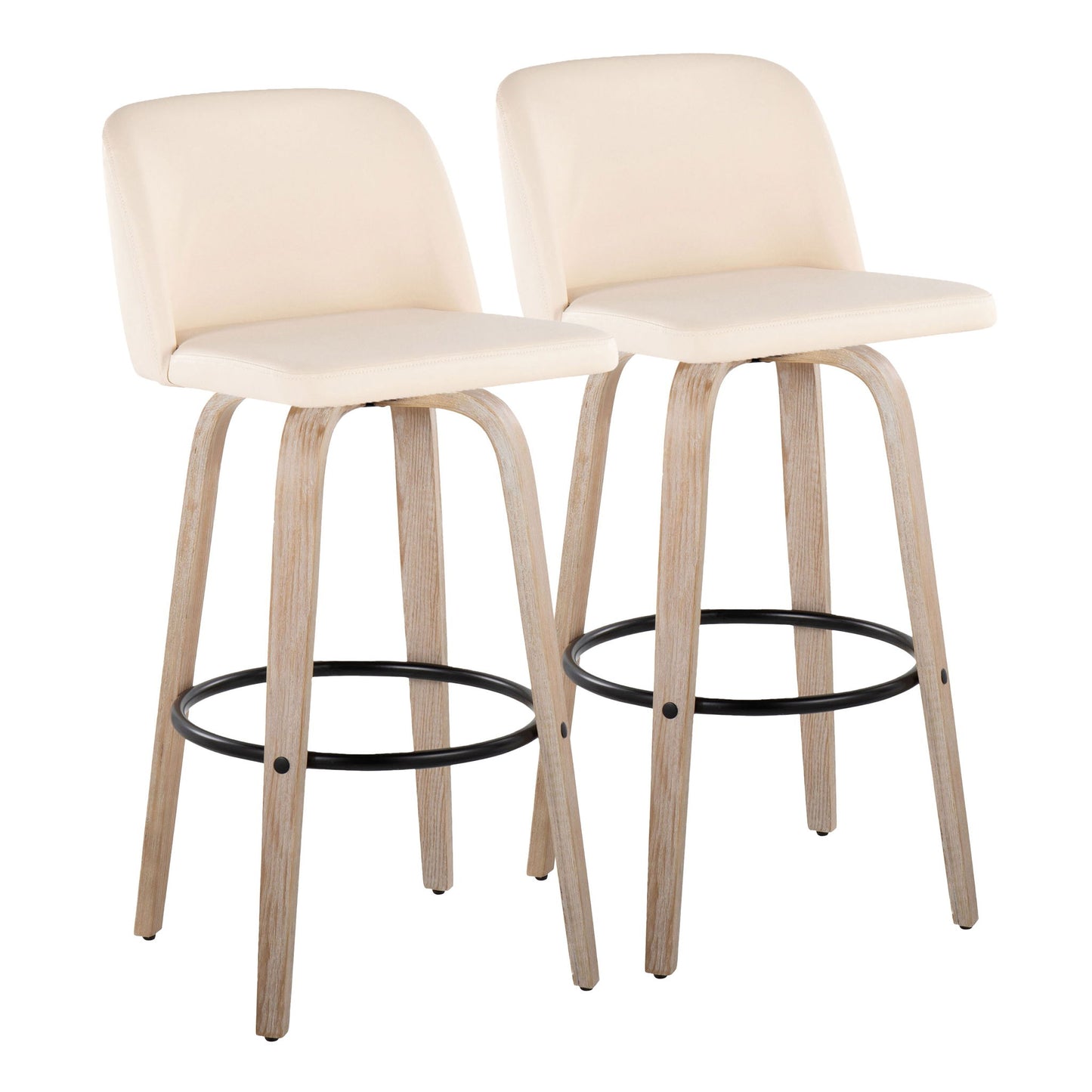 Toriano - Mid-Century Modern Fixed Height BarStool With Round Footrest (Set of 2) Lumi Source