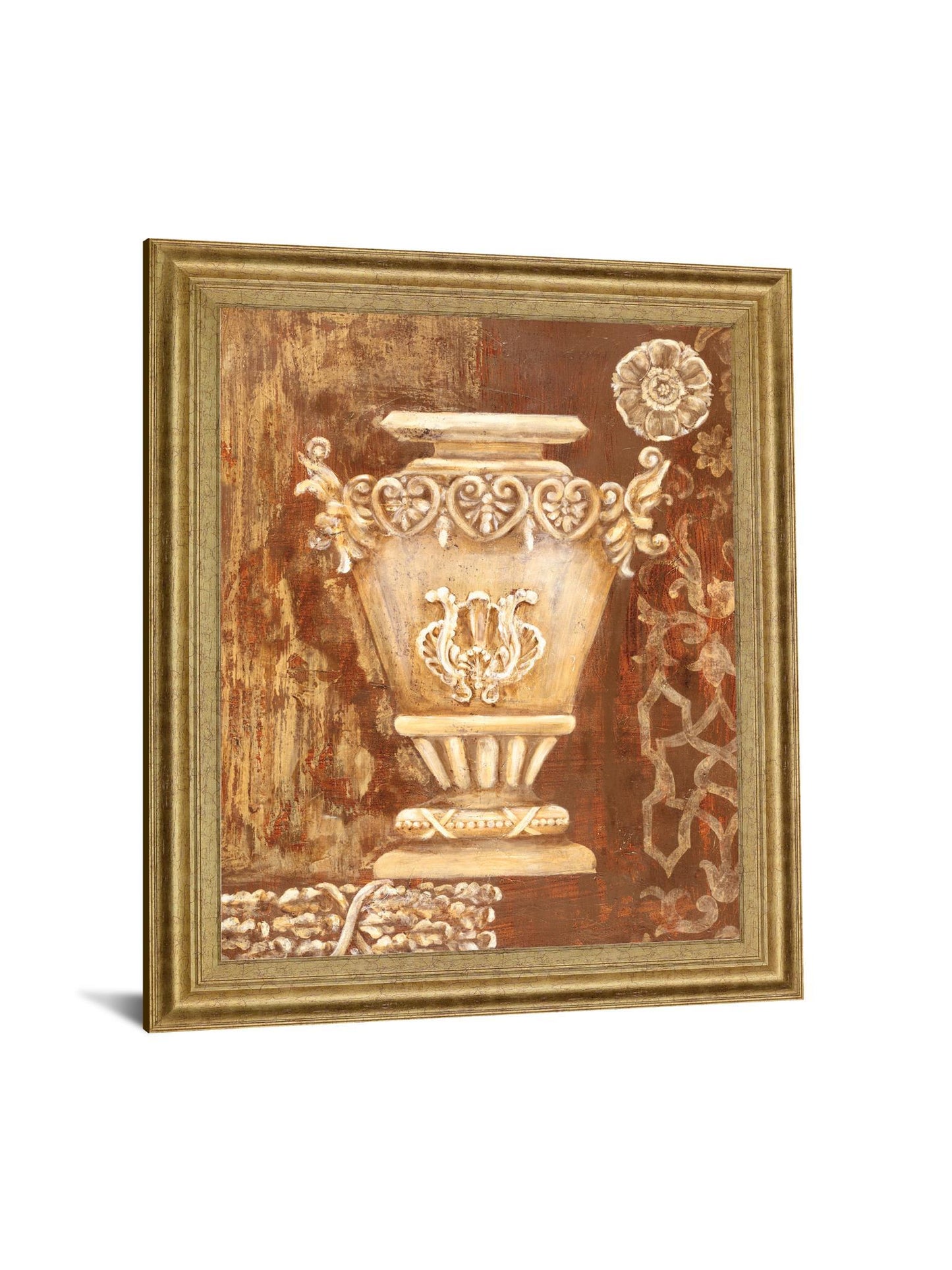 Ornate Taupe Vessel - 28" x 34" Framed Wall Art Classy Art