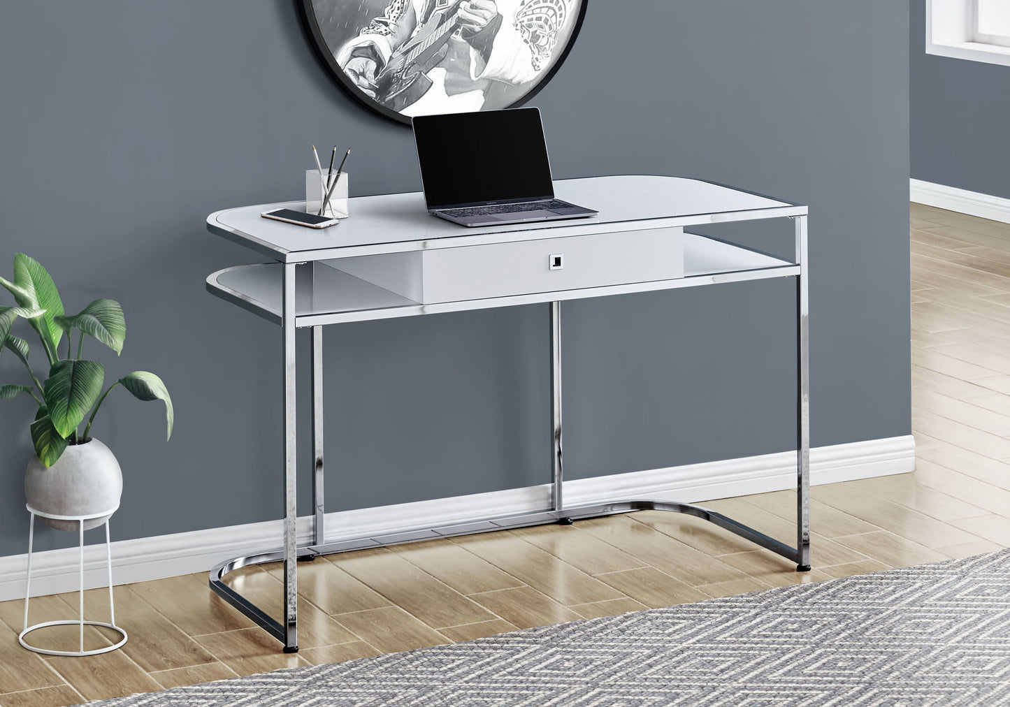 Computer Desk For Home Office, Laptop, Storage Drawers, Contemporary And Modern - White 8th Street