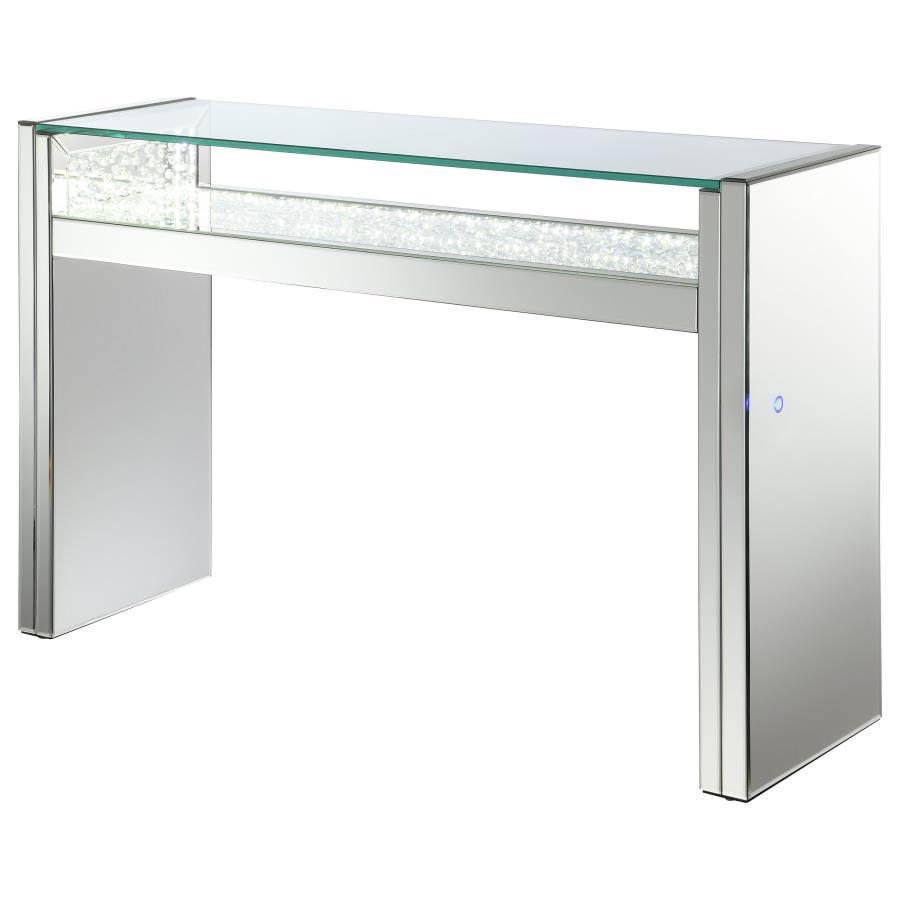 Edna - Mirrored Acrylic Console Table LED Lighting - Silver CoasterElevations