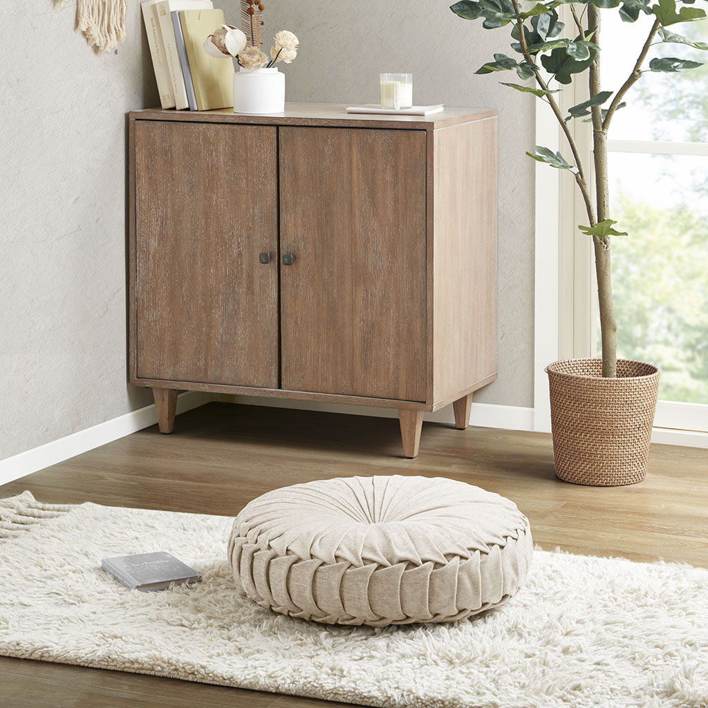 Loretta - Round Floor Pillow Cushion - Ivory Intelligent Design