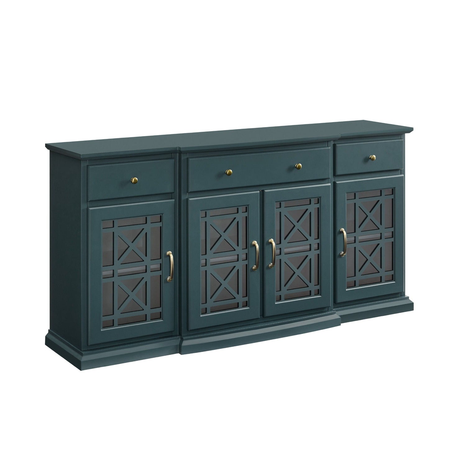 Classic Fretwork Detailed Glass Door Sideboard Walker Edison