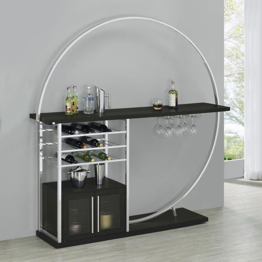 Risley - 2-Door Circular LED Home Bar With Wine Storage Coaster Fine Furniture